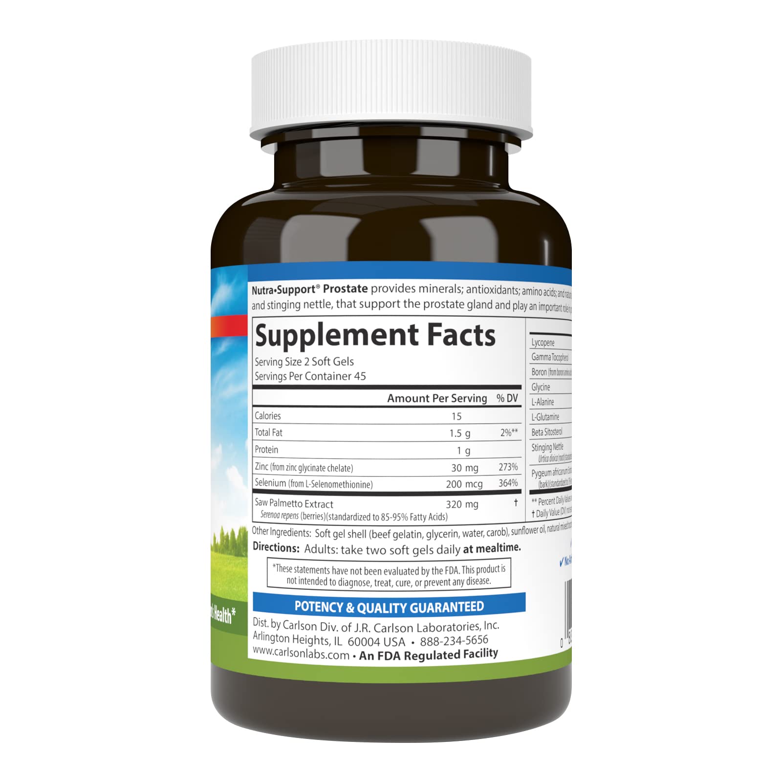 Carlson Nutra-Support Prostate, Prostate Support, Men's Health, 90 Softgels