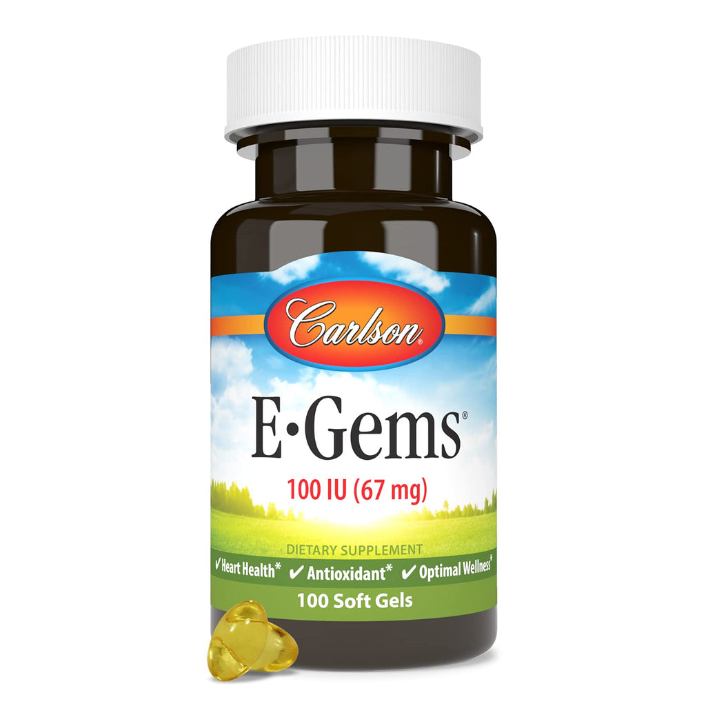 Carlson E-Gems, 100 IU (67 mg), Natural-Source Vitamin E, 100 Soft Gels