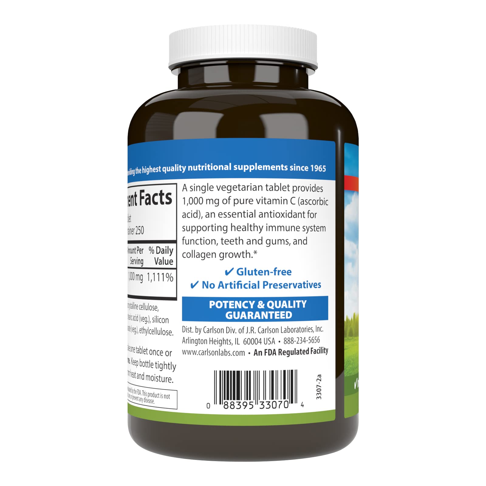 Carlson Vitamin C 1,000 mg (1 g), Pure Vitamin C, 250 Tablets