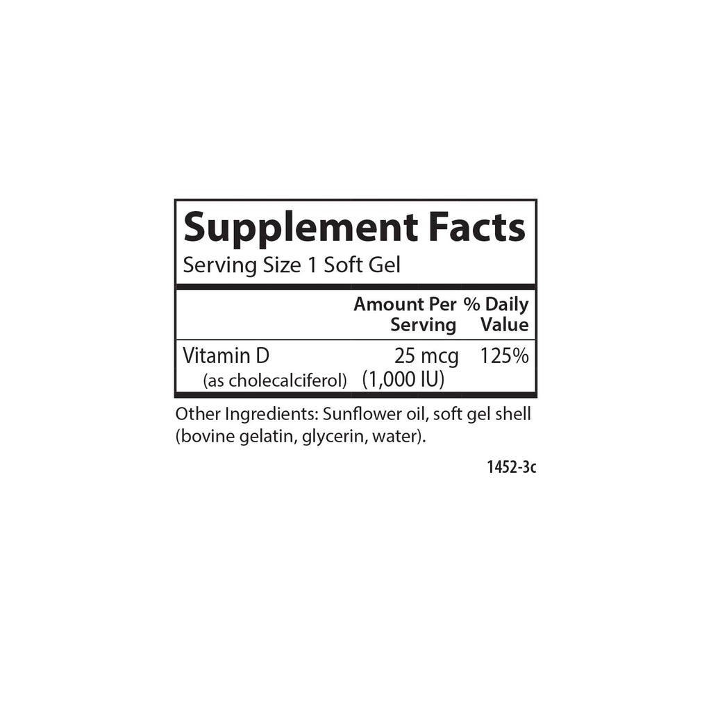 Carlson Vitamin D3, 1000 IU (25 mcg), Bone Health, 250 Softgels
