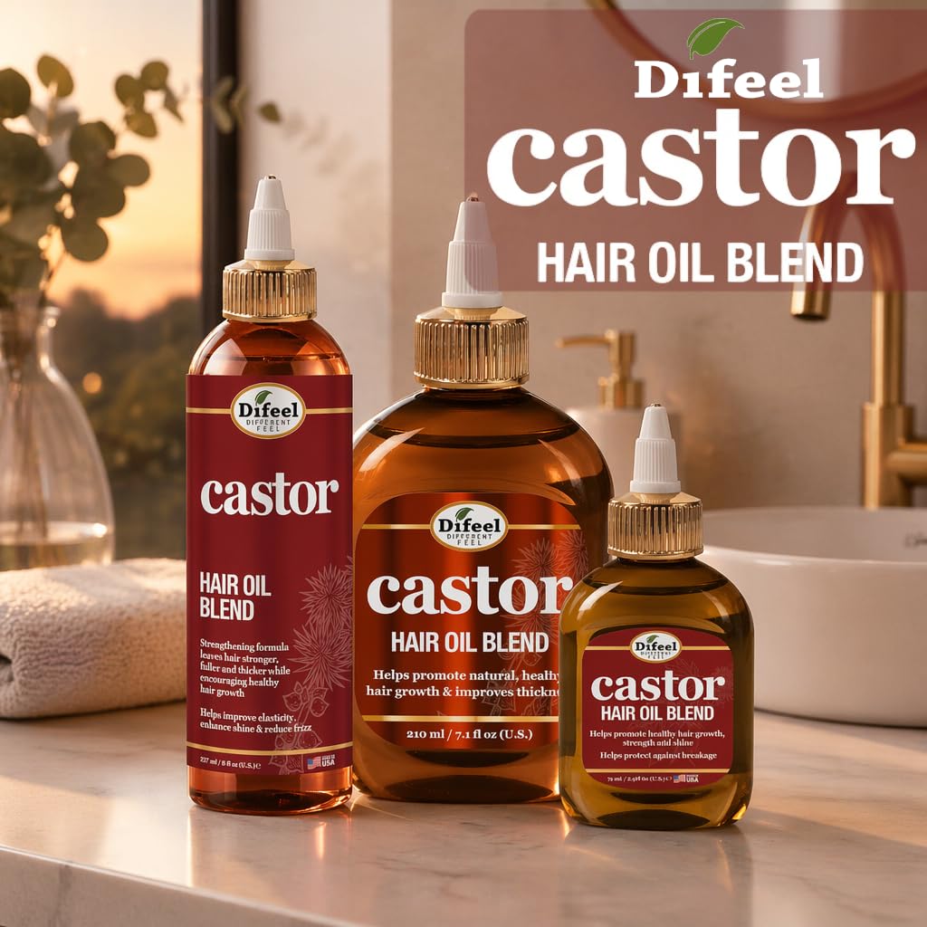 Difeel Castor Hair Oil Blend 7.1 oz. - Natural Castor Oil for Hair Growth