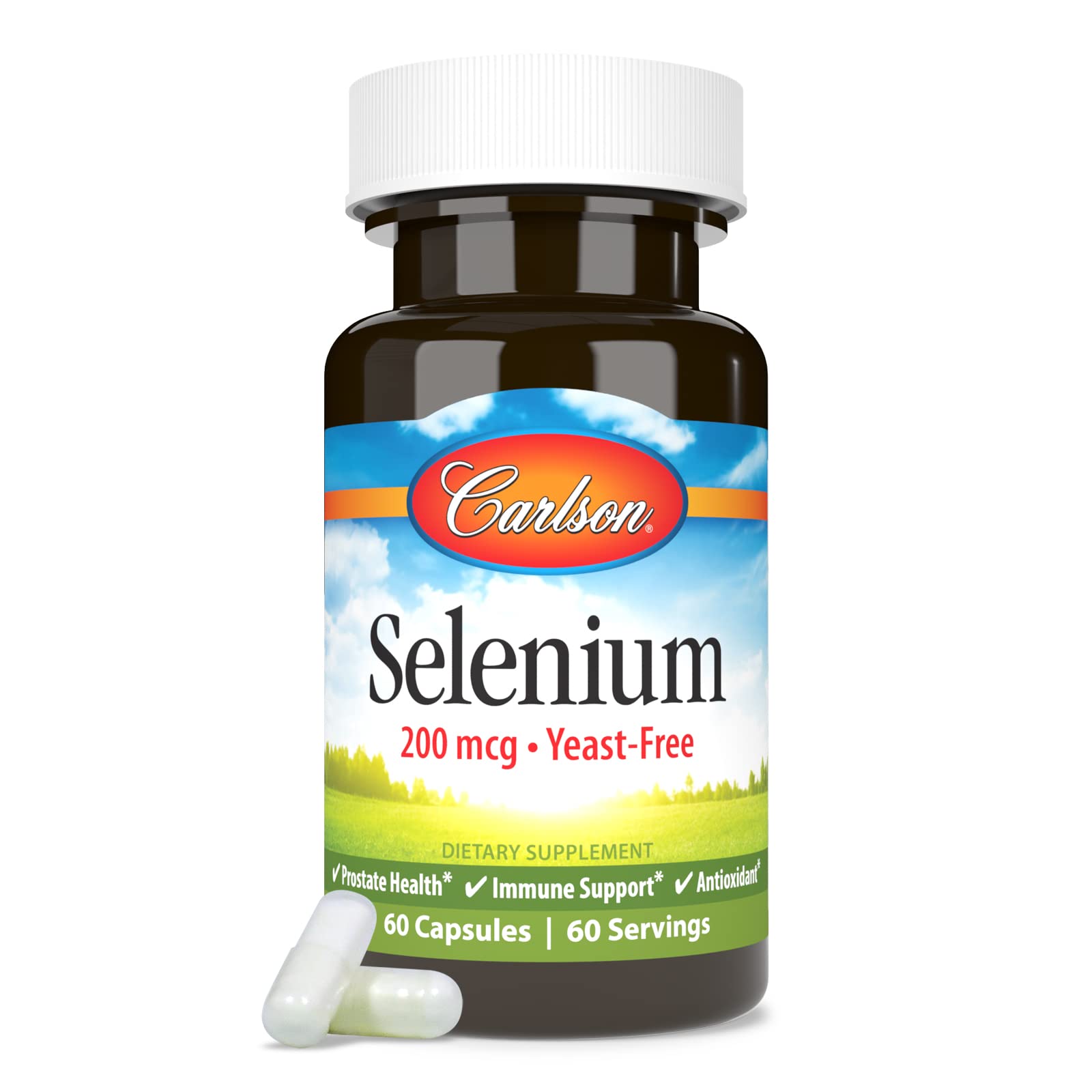 Carlson Selenium, 200 mcg, Yeast-Free, Prostate Health, 60 Capsules