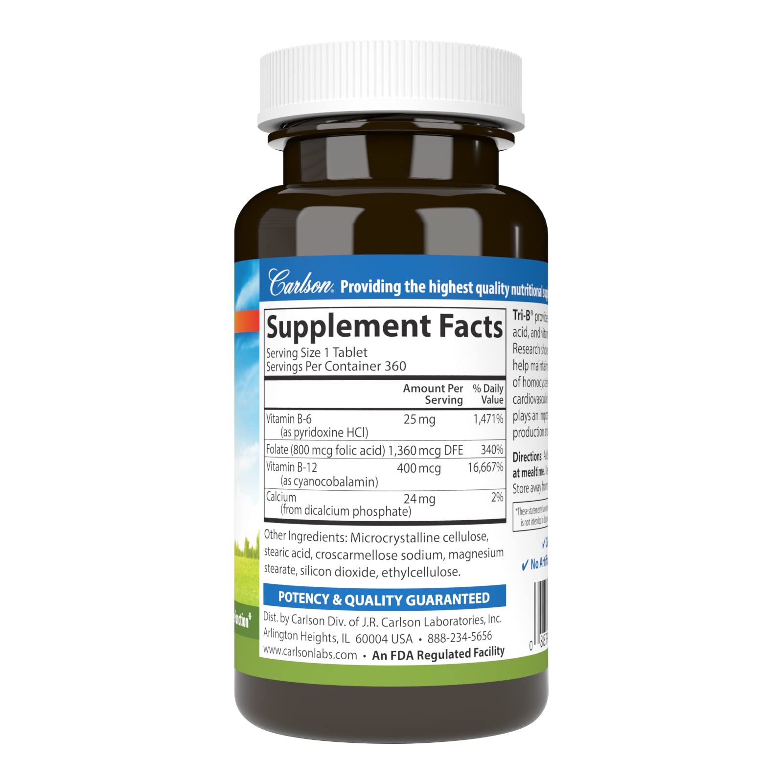 Carlson Tri-B, Vitamin B Complex, 25 mg Vitamin B-6, 360 Tablets