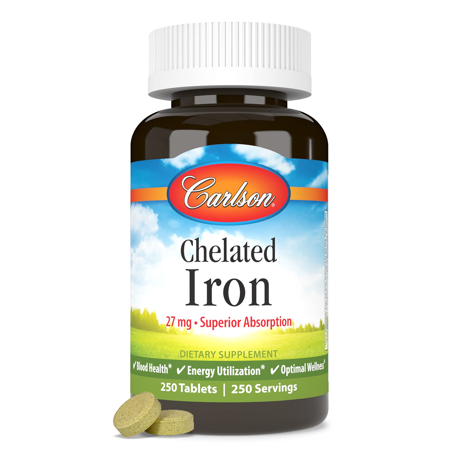 Carlson Labs Chelated Iron 27mg, 250 Tablets