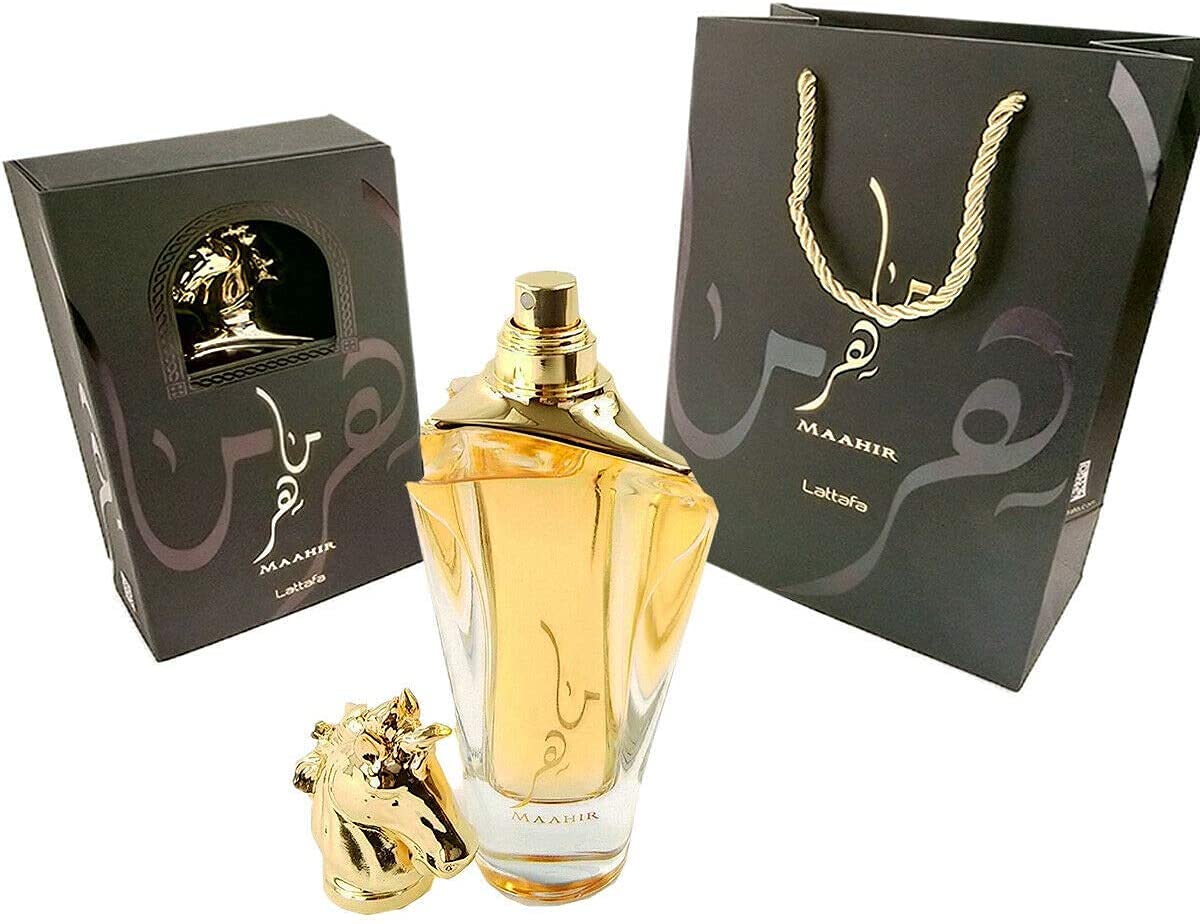 Lattafa Maahir for Unisex Eau de Parfum Spray, 3.4 Ounce / 100 ml