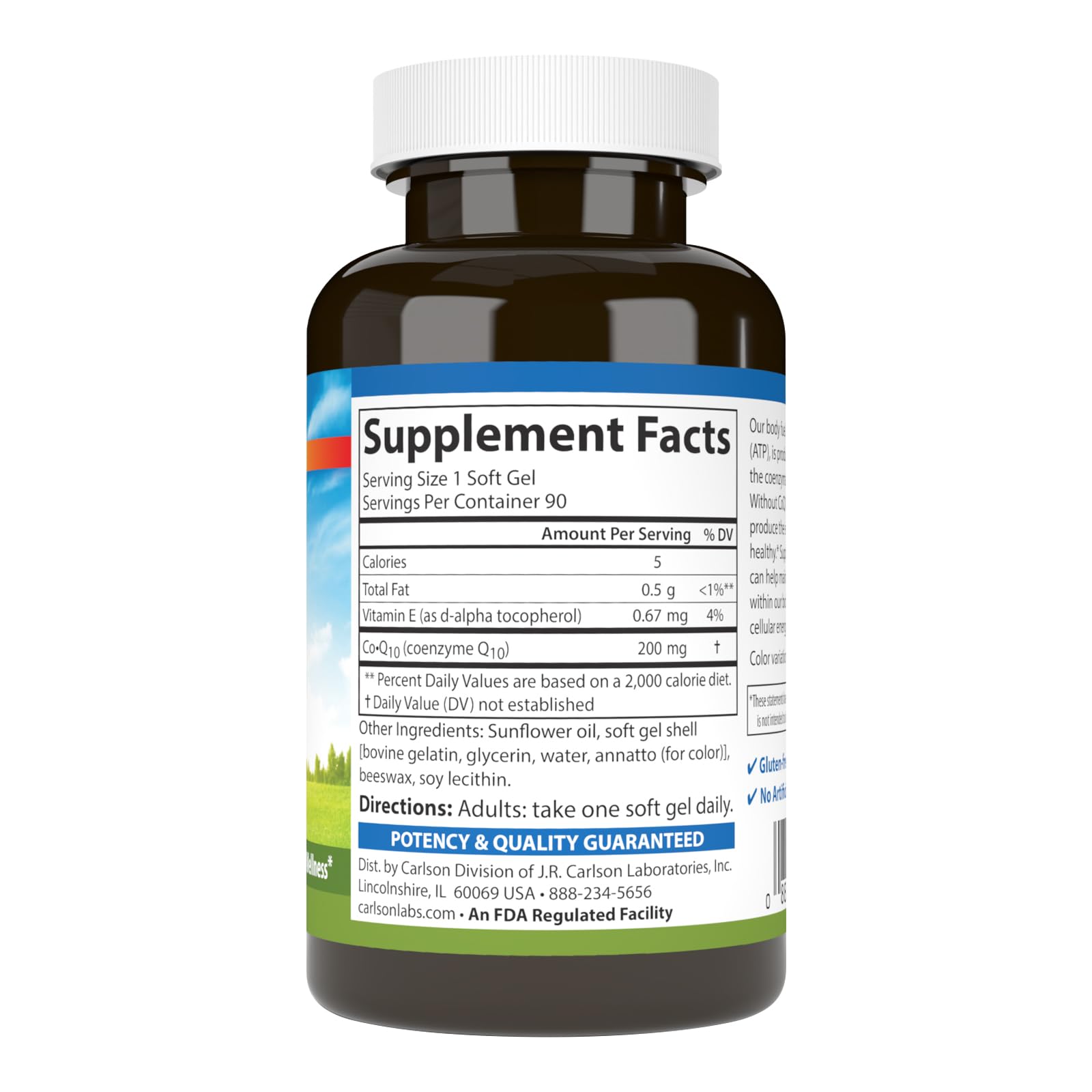 Carlson Co-Q10, Co-Enzyme Q10, 200 mg, 90 Softgels
