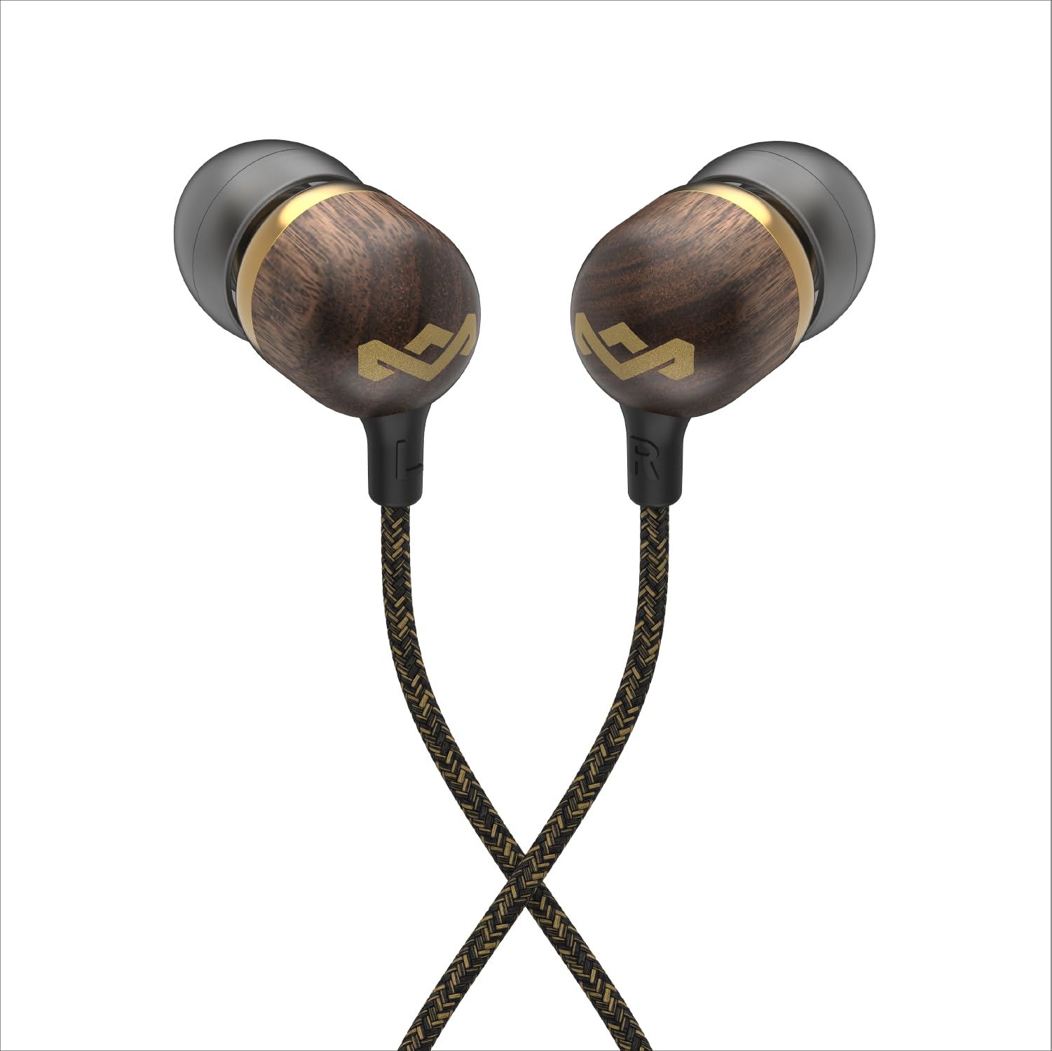 House of Marley Smile Jamaica AUX Wired Earbuds with Microphone, Noise-Isolating in-Ear Headphones, Tangle-Resistant Cable, 3.5mm Jack Sustainable (Brass)