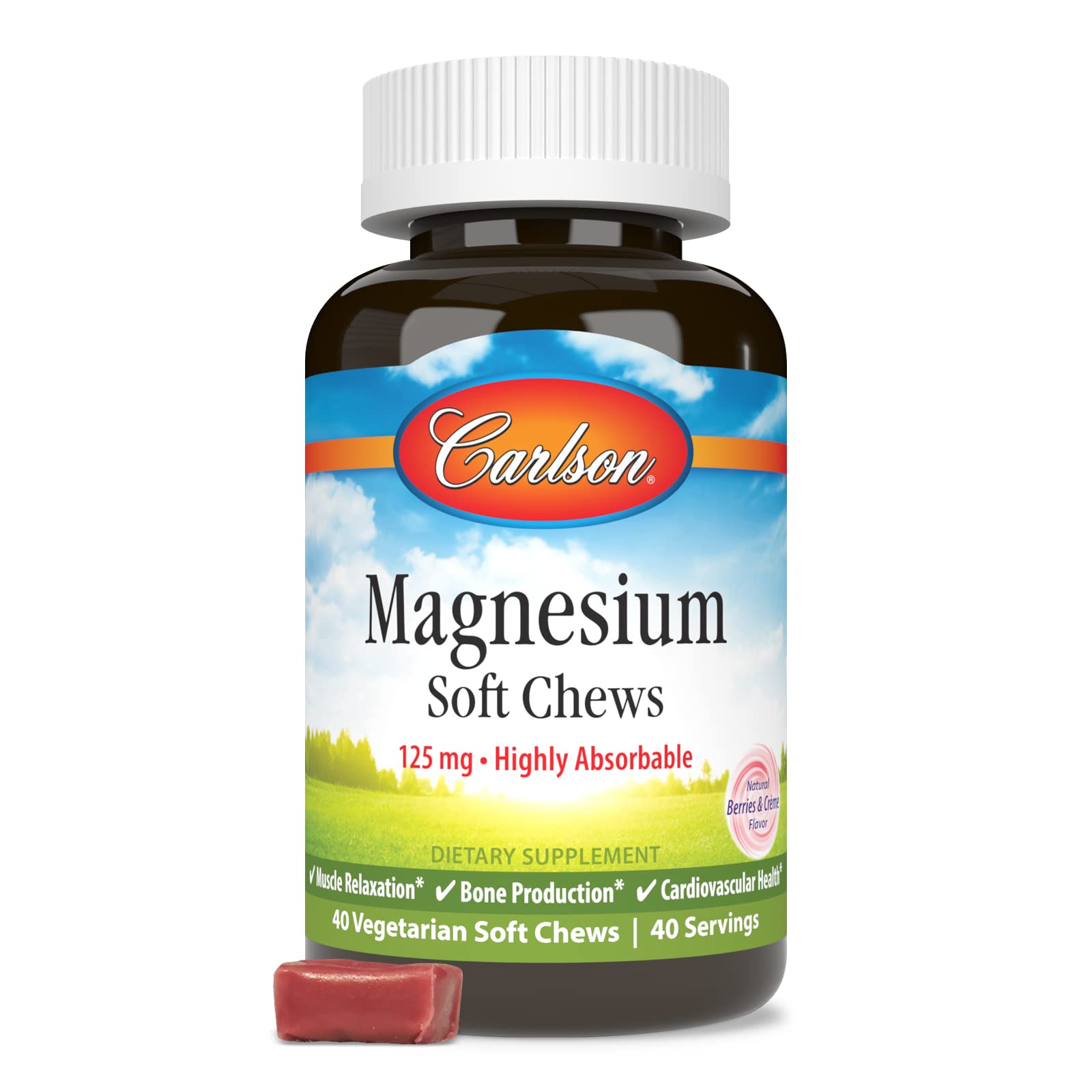 Carlson Magnesium Soft Chews, 125 mg, 40 Vegetarian Soft Chews