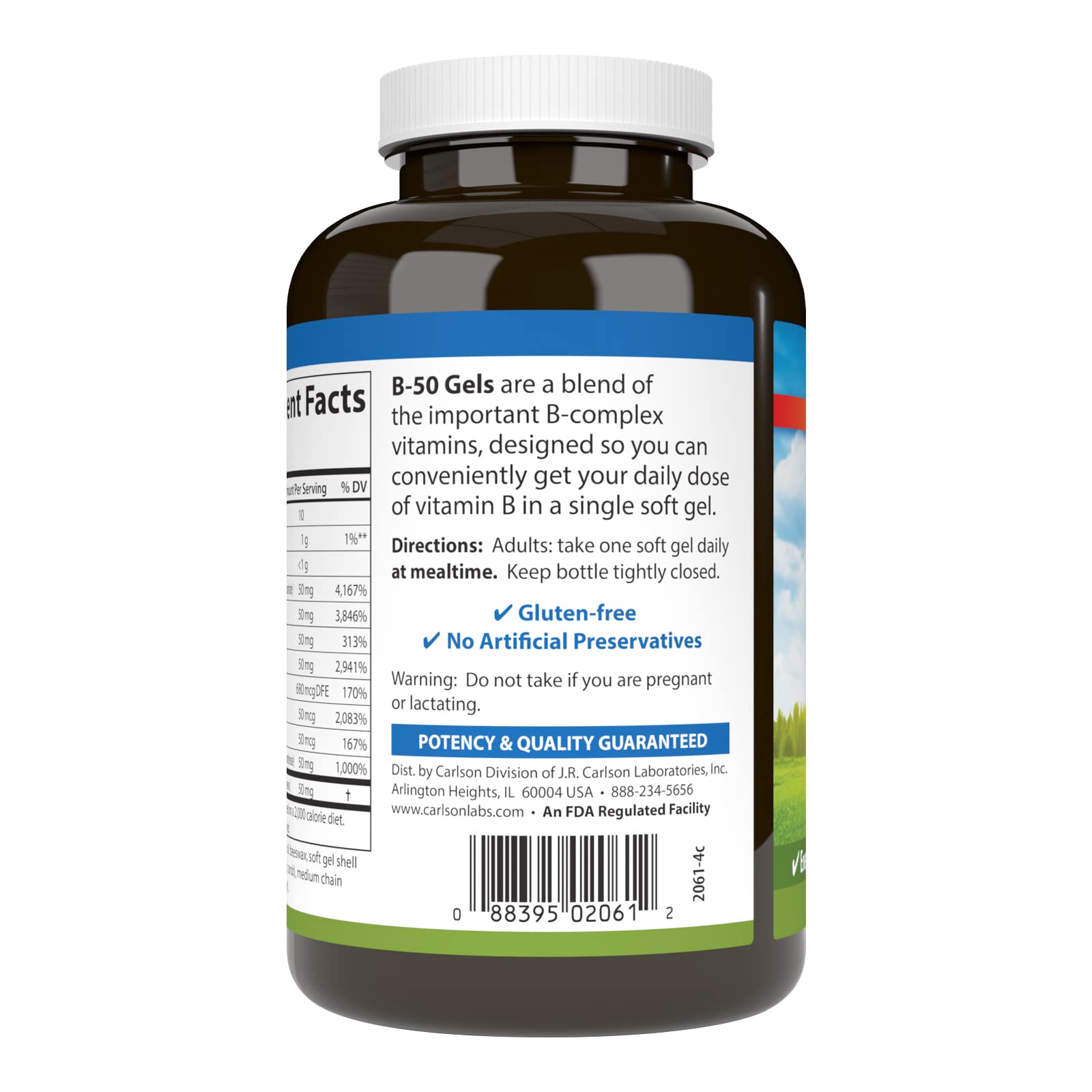Carlson B-50 Gels, Vitamin B Complex, Energy Production, 100 Softgels