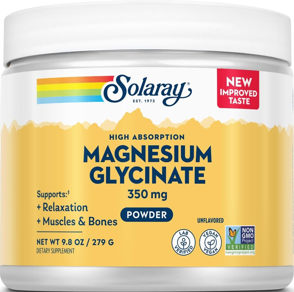 SOLARAY Magnesium Glycinate Powder 350 mg, 9.8 oz