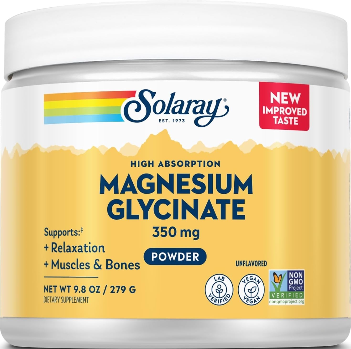 SOLARAY Magnesium Glycinate Powder 350 mg, 9.8 oz