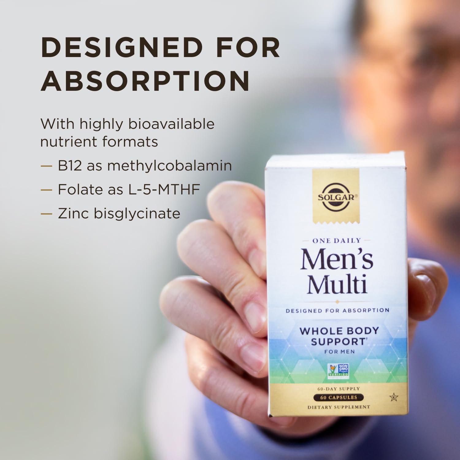 Solgar One Daily Men's Multivitamin Whole Body Support Supplement, Highly Absorbable Delayed Release One Daily Multi Vitamin Capsules for Men - Immune Heart Energy Stress & Muscle Health, 60 Servings