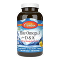 Carlson Elite Omega-3 Plus D & K, 700 mg, Omega-3s, Lemon, 180 Softgels