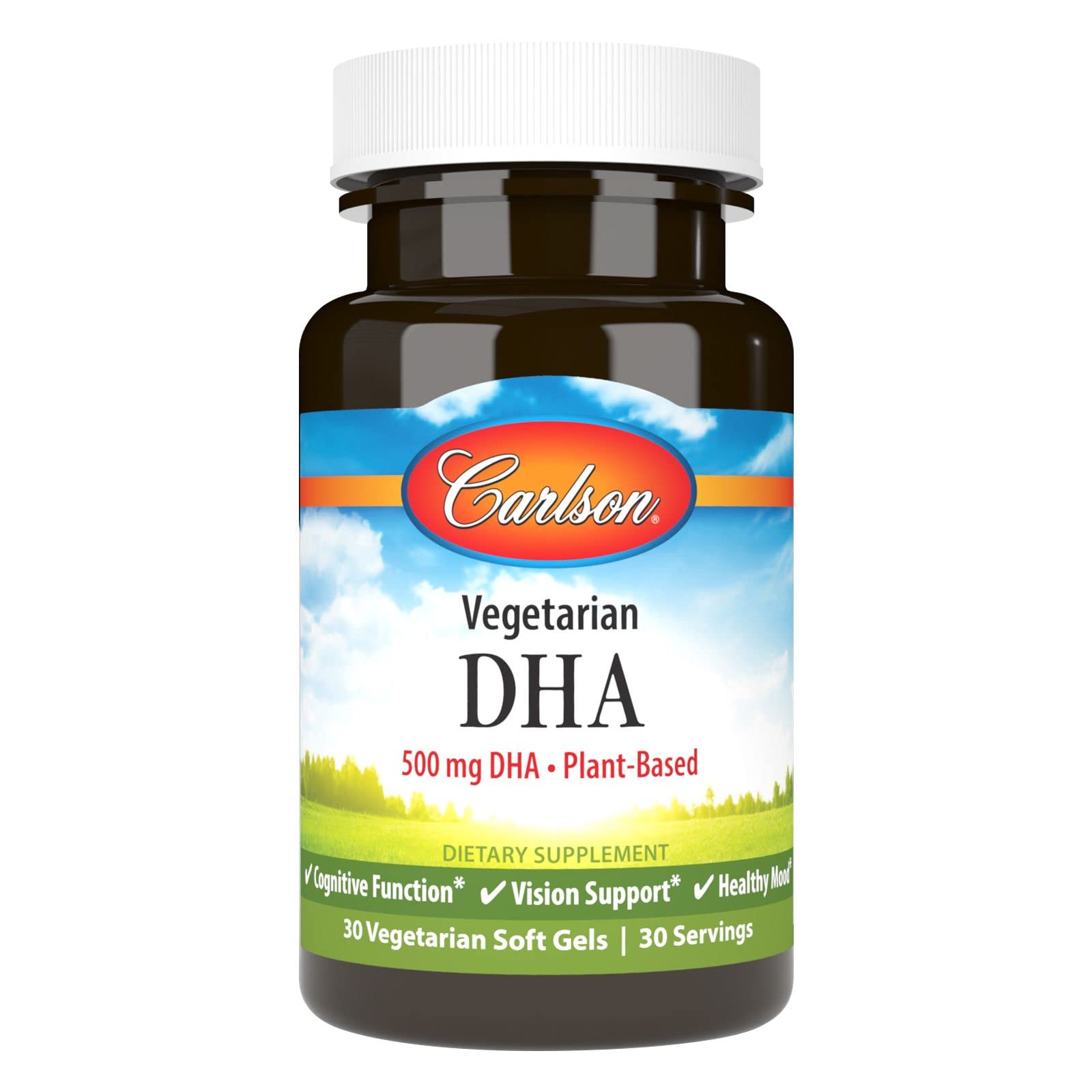 Carlson Vegetarian DHA, 500 mg, DHA, Plant Based, 30 Softgels