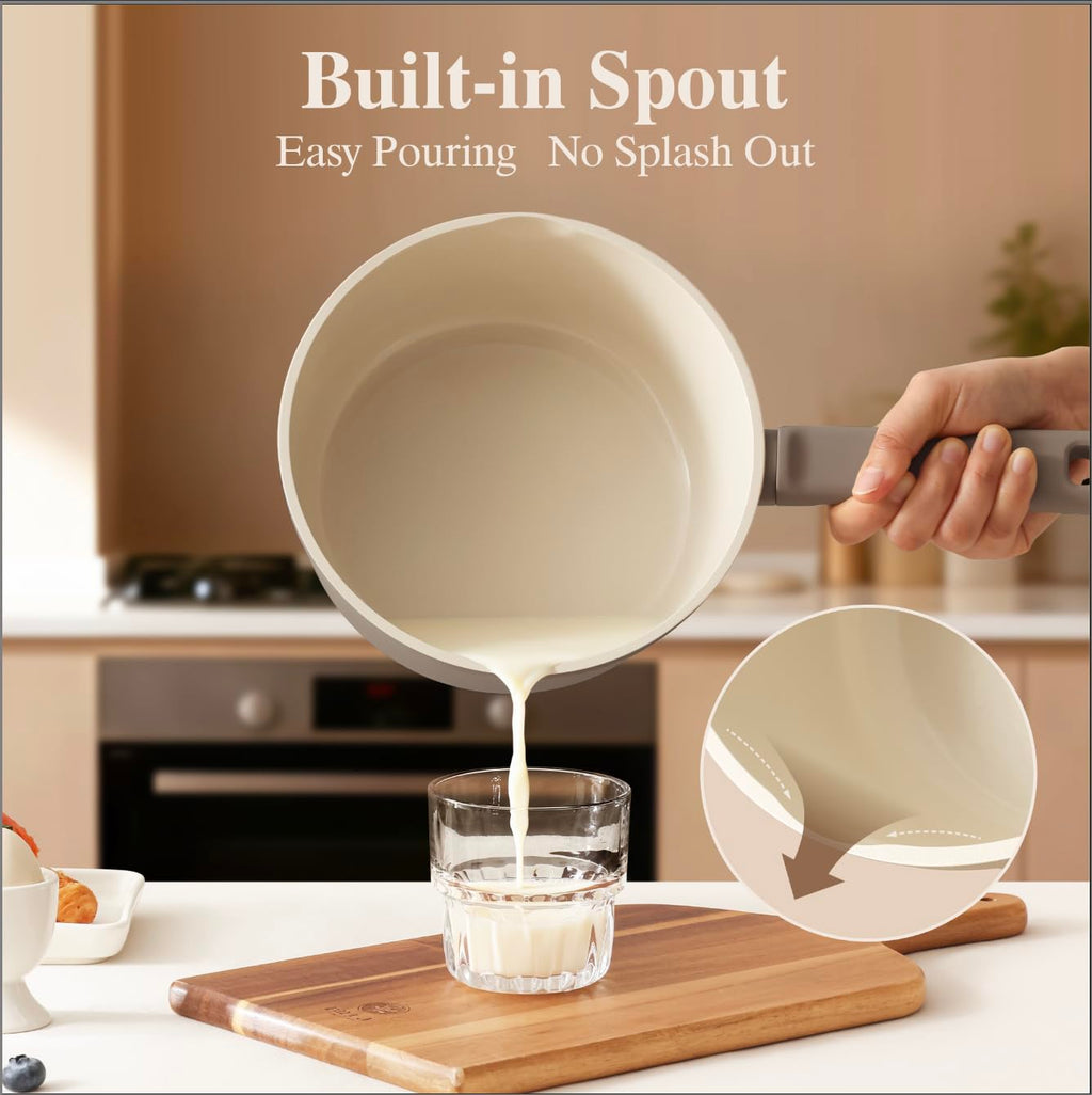 SENSARTE Ceramic Pots and Pans Set Nonstick, 20Pcs Cookware Set, Taupe