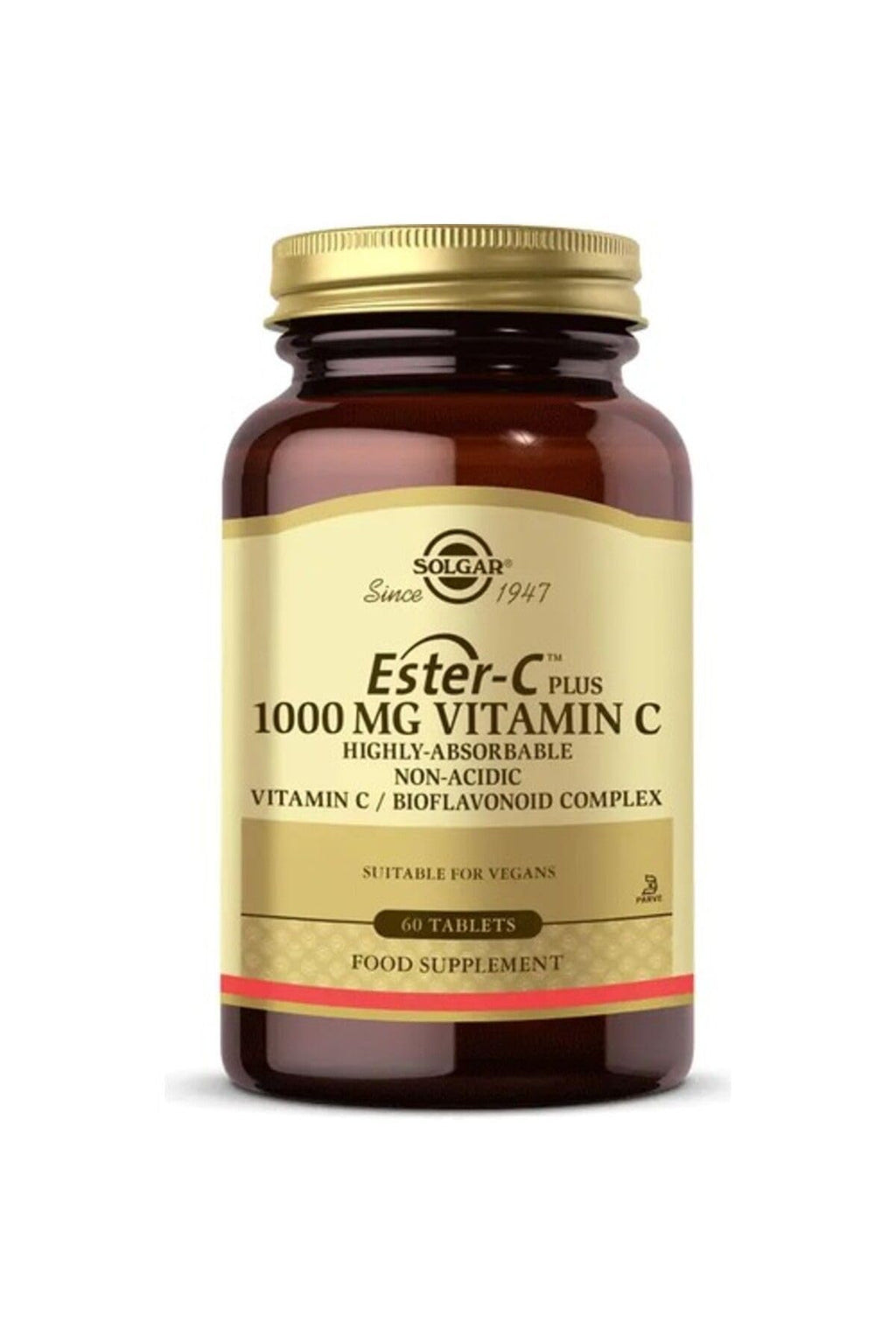 Solgar Ester-C Plus 1000 mg Vitamin C (Ascorbate Complex), 60 Tablets - Gentle On The Stomach & Non Acidic - Antioxidant & Immune System Support - Non GMO, Vegan, Gluten-Free, Kosher - 60 Servings