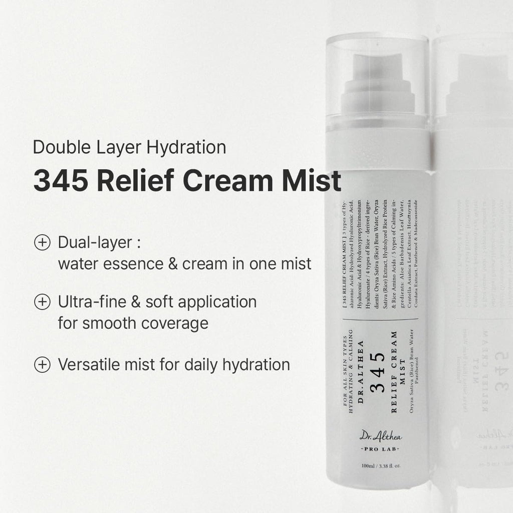 Dr.Althea 345 Relief Cream & Mist Duo, Korean Vegan Skin Care Set