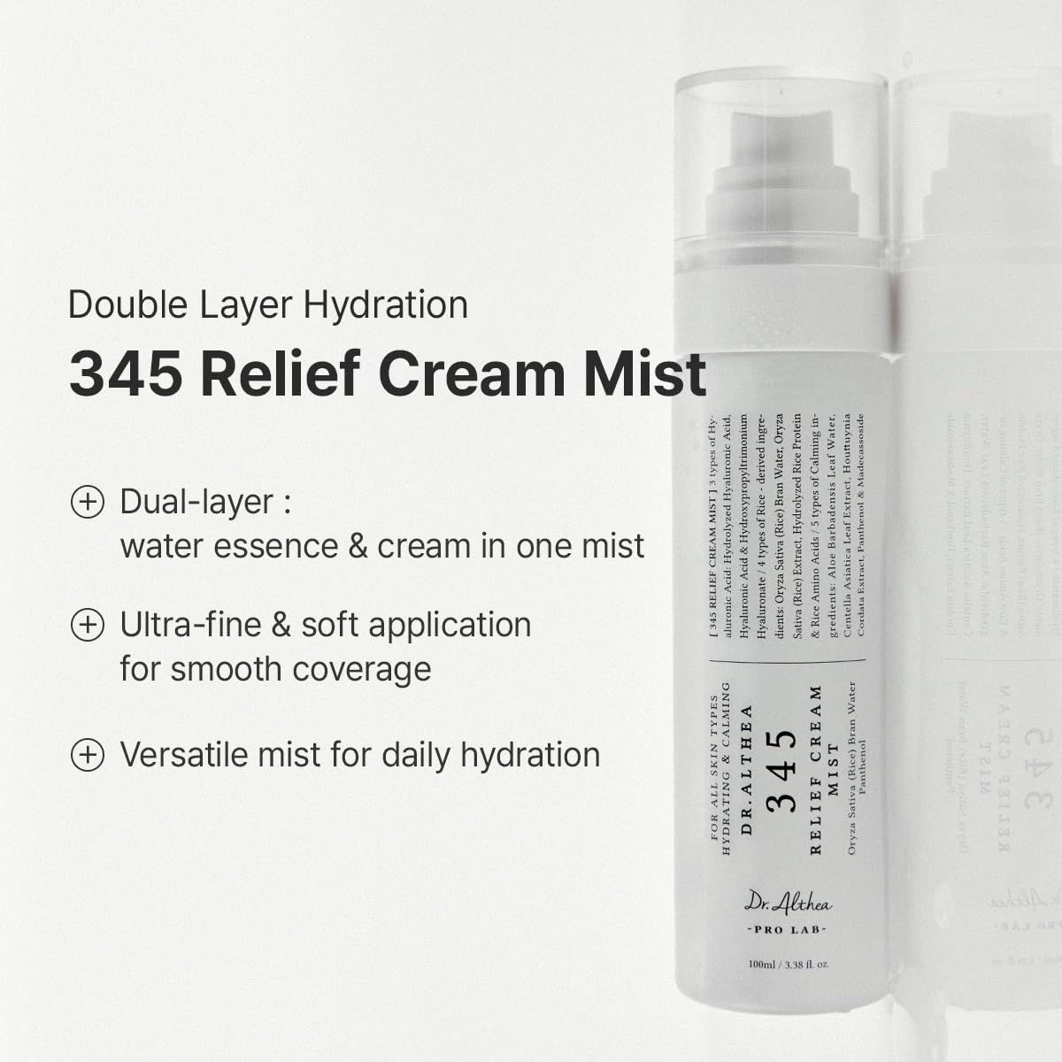 Dr.Althea 345 Relief Cream & Mist Duo, Korean Vegan Skin Care Set