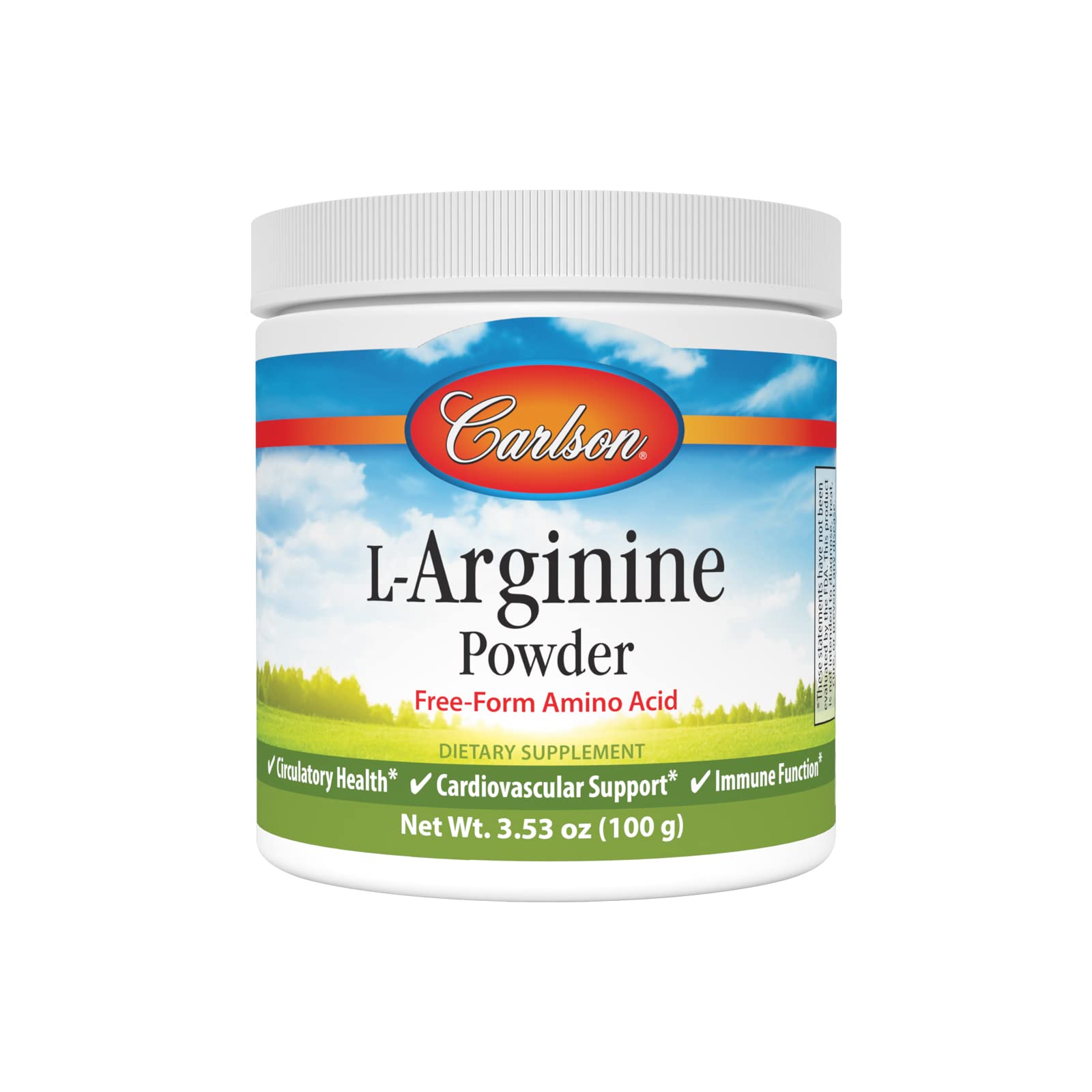 Carlson L-Arginine Powder, Free Form, Circulatory Health 3.53 oz (100 g)
