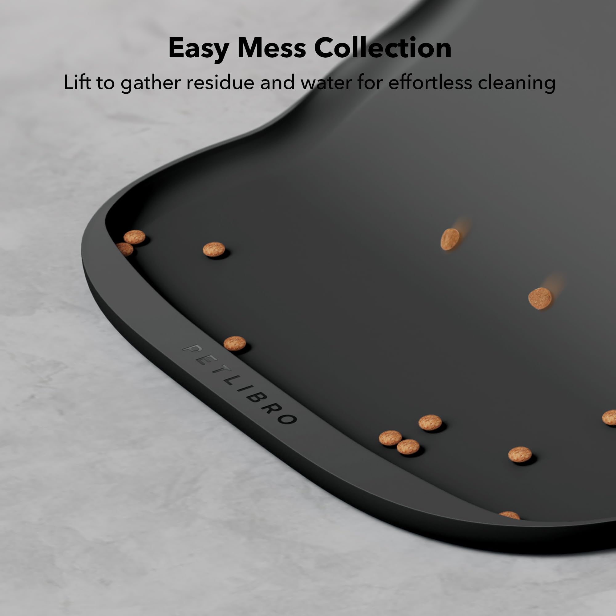 PETLIBRO Dog Food Mat, Silicone Non-Slip Waterproof Cat Food Mat for Feeder & Fountain & Bowl, Dog Bowl Mats with Raised Edge Spill Protection Floor, Extra Large Cove Feeding Mat for Pet 22''x16.5''