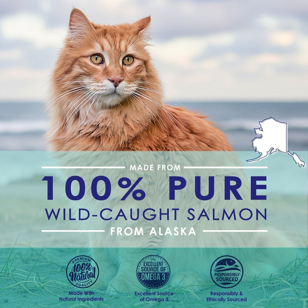 Premium Omega 3 Fish Oil for Cats - Wild Alaskan Salmon Oil Supplement for Skin and Coat - Liquid Cat Supplement for Shedding Control & Cat Dandruff (4, Fluid Ounces)
