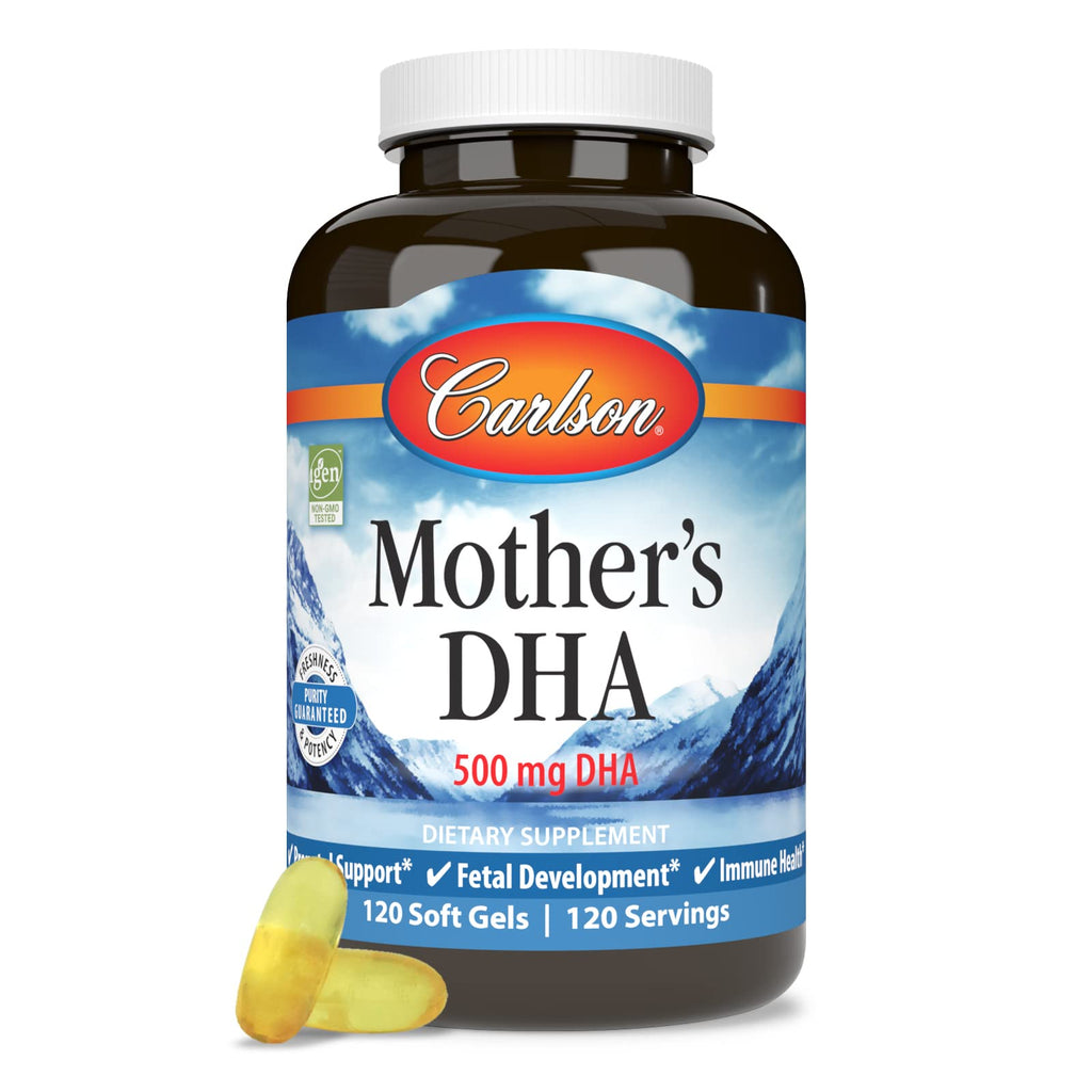 Carlson Mother's DHA, 500 mg, DHA, Nutrients for Baby & Mom, 120 Softgels