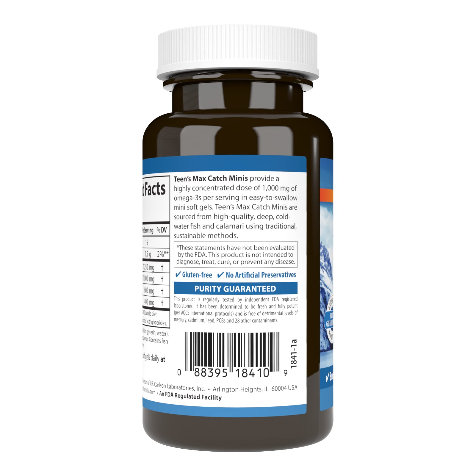 Carlson Teen's Max Catch Minis, 1000 mg, Omega-3s, From Norway, 60 Softgels