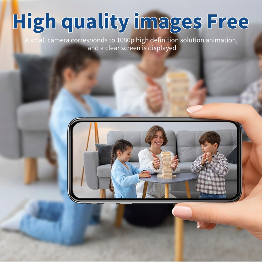 BRFOZAG Mini WiFi Security Camera 4K HD, Portable Wireless Indoor Camera with Motion Alerts, Remote Monitoring, Local Storage Support, Compact Camera for Home, Pets, Office and Travel