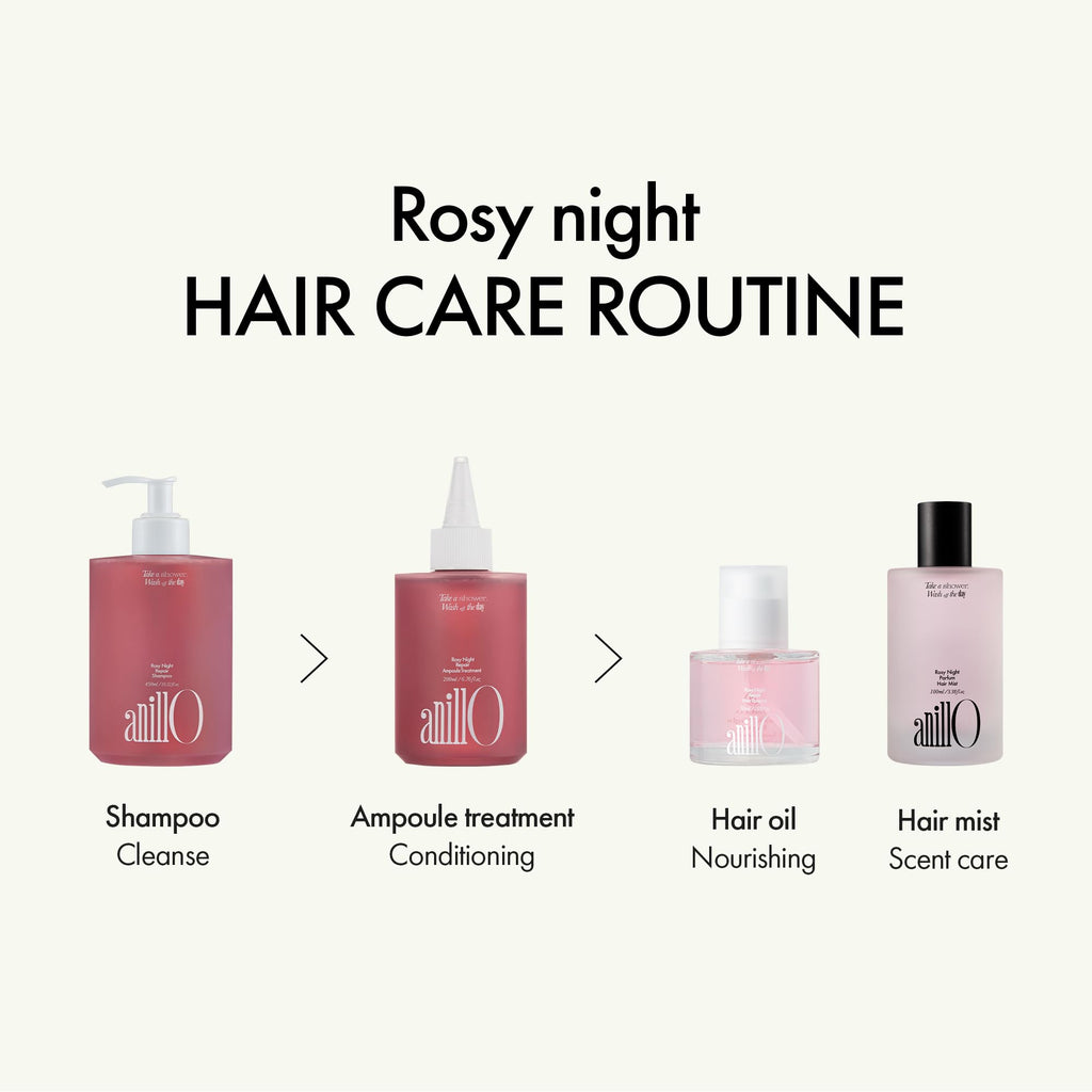 ANILLO Rosy Night Repair Hair Essence with Damask Rose Extract, Rosehip Oil, Peptide Complex for Dry, Damaged, Frizzy Hair - Musky Floral Scent, Vegan, Paraben-Free 50ml / 1.69 fl. Oz