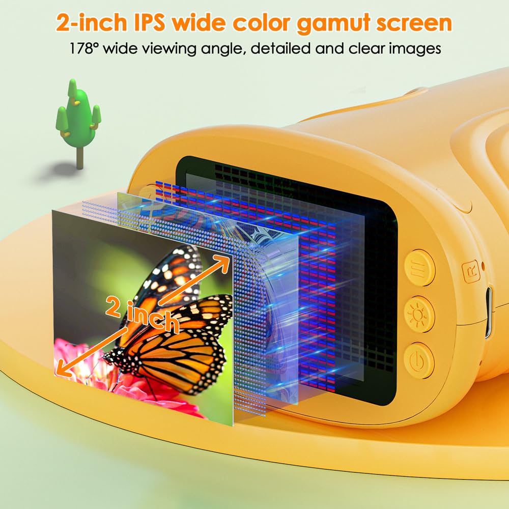 Temodu Kids Microscope 2.0" Screen 1000X Digital Microscope for Kids, Mini Pocket Handheld Microscopes for Children Birthday Festival Gift, Science Education Fun Toys for Boys Girls Ages 4-12 (Yellow)