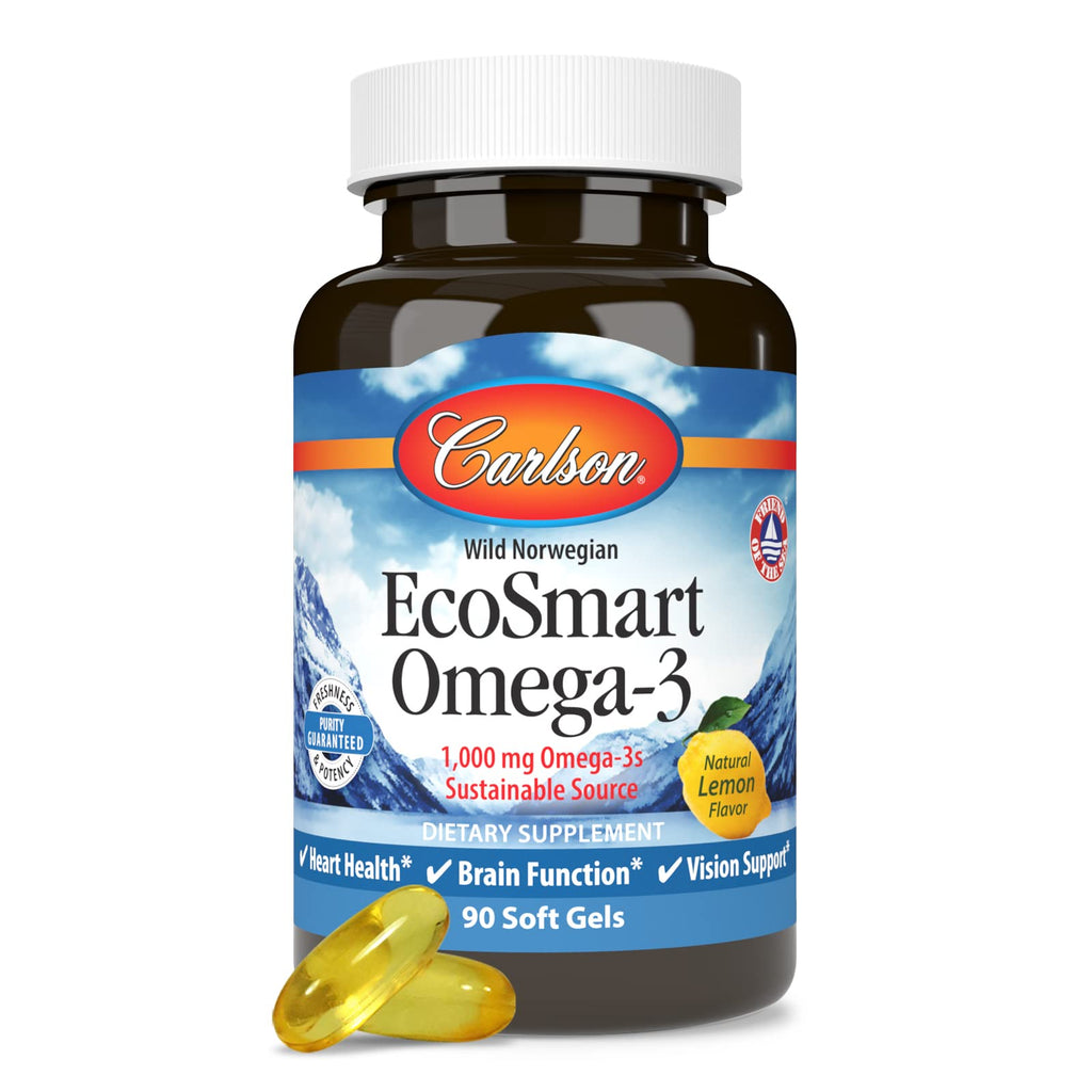 Carlson EcoSmart Omega-3, 1000 mg, Omega-3s, Calamari Oil, 90 Softgels