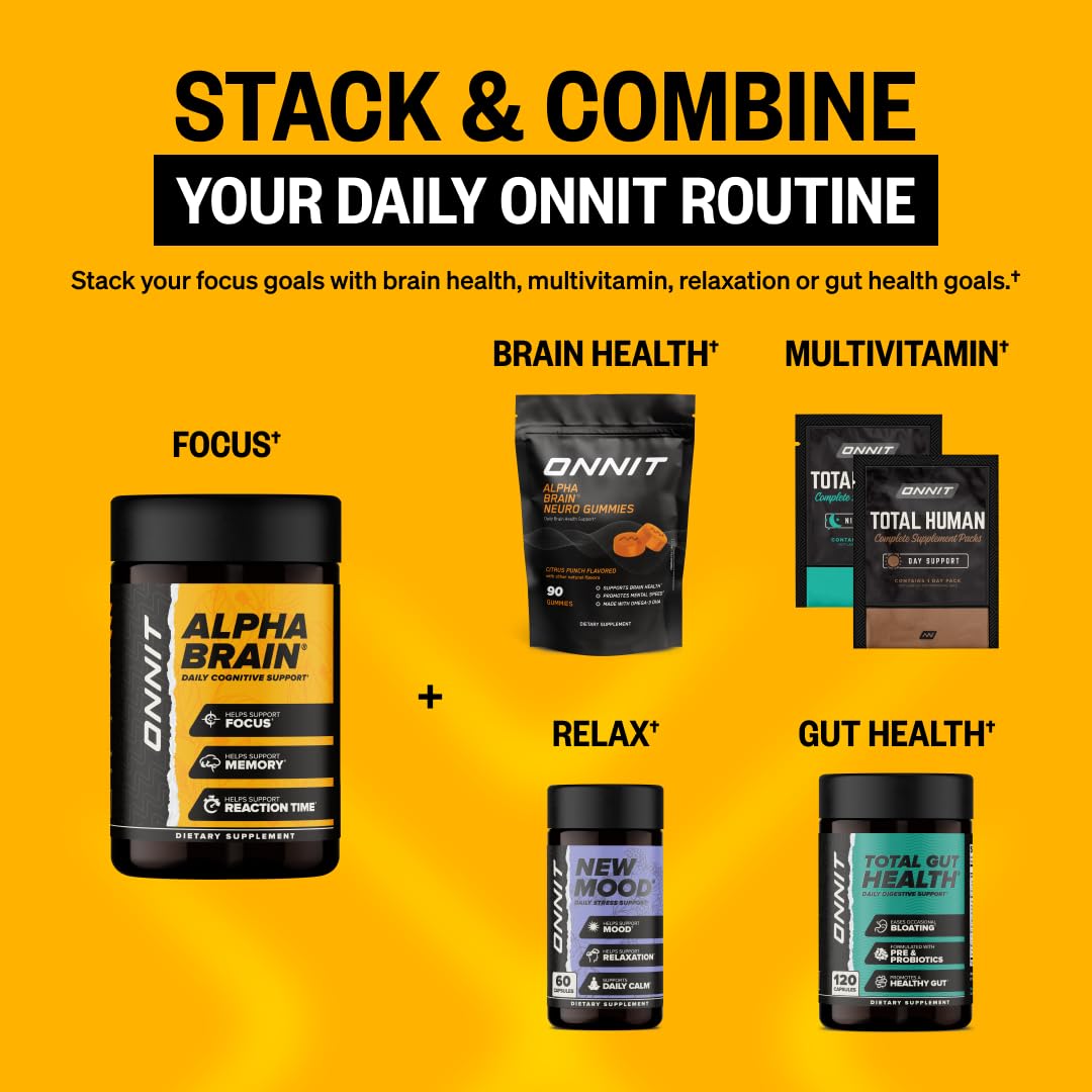 ONNIT Alpha Brain Nootropic Capsules for Men & Women, IGEN Non-GMO Tested Memory, Focus & Mental Clarity Support with L-Theanine and Vitamin B6, 30 Count Each, 2 Pack (60 Capsules)