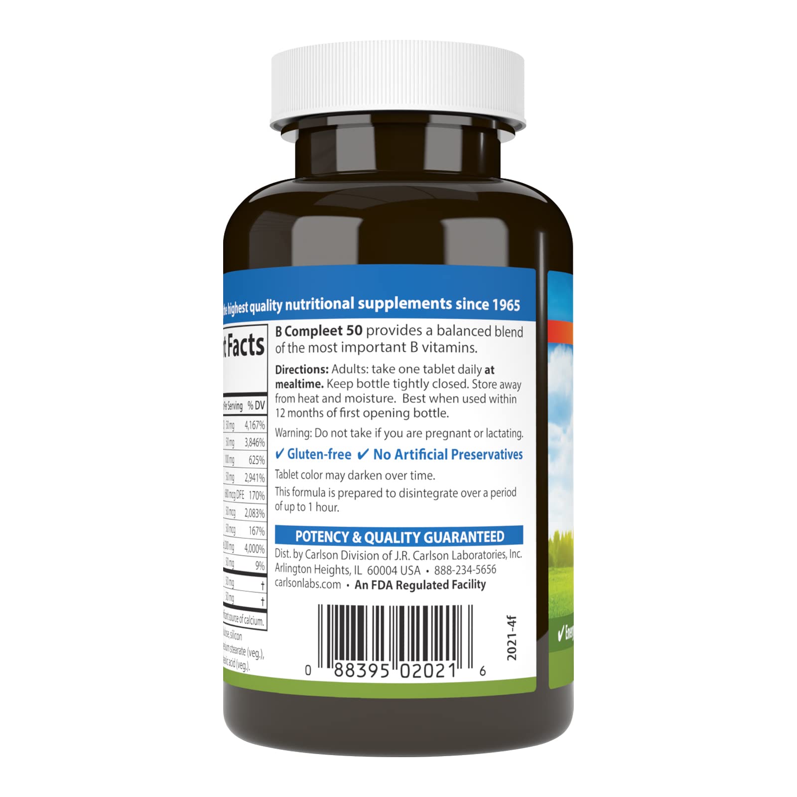 Carlson B Compleet 50, Balanced Vitamin B Complex, 100 Tablets