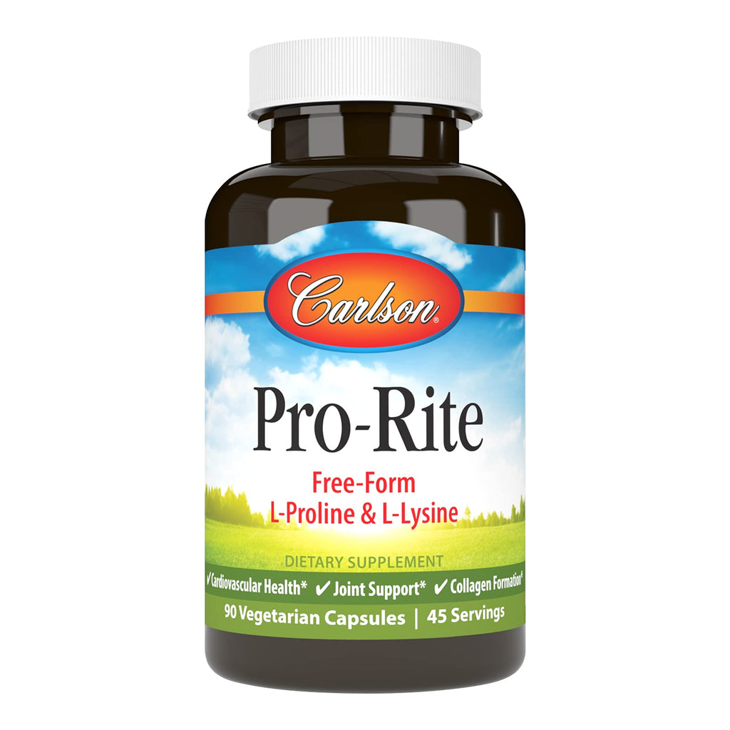 Carlson Pro-Rite, Free-Form L-Proline & L-Lysine, 90 Capsules