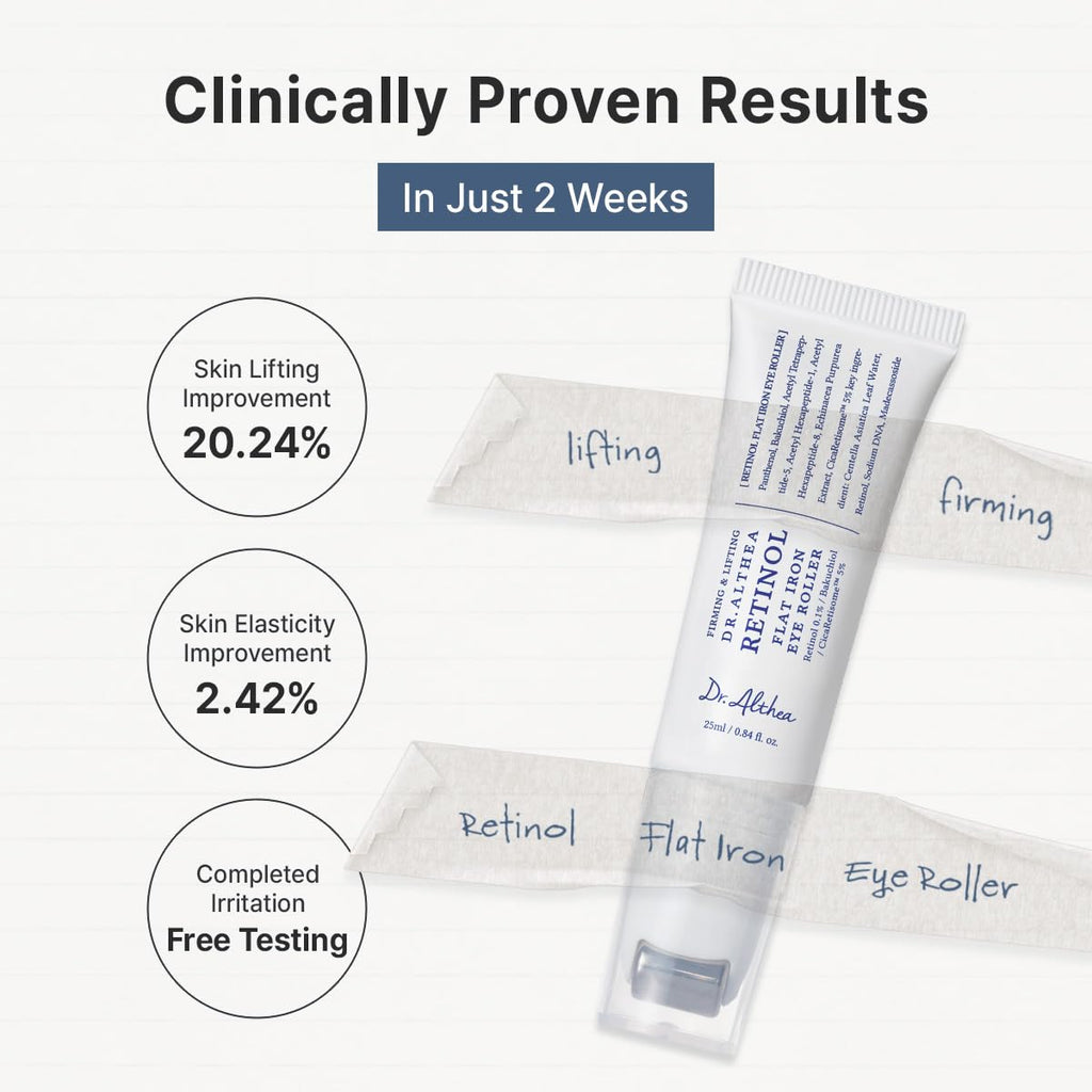 Dr.Althea Retinol Flat Iron Eye Roller, Korean Vegan Skin Care, 0.84 fl oz