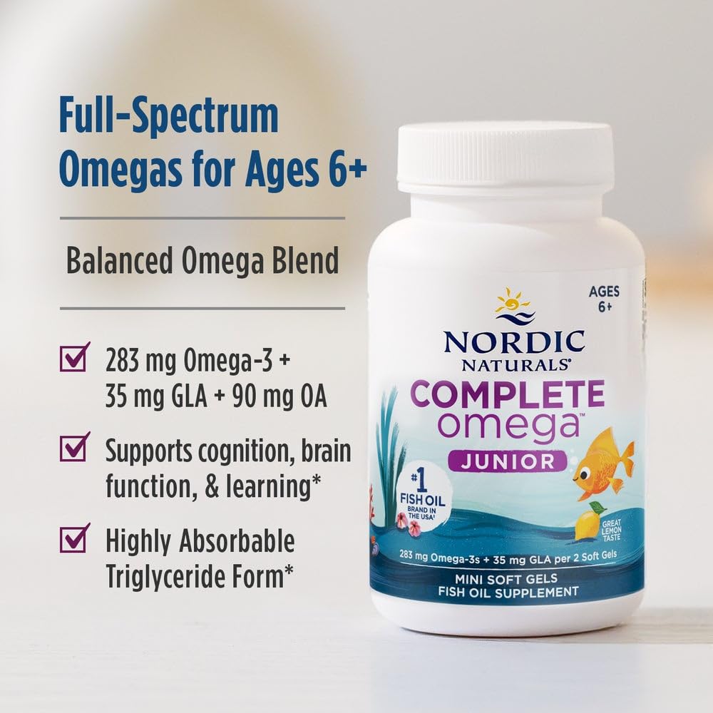 Nordic Naturals Complete Omega Jr. Kids Fishoil, Lemon - 180 Mini Soft Gels