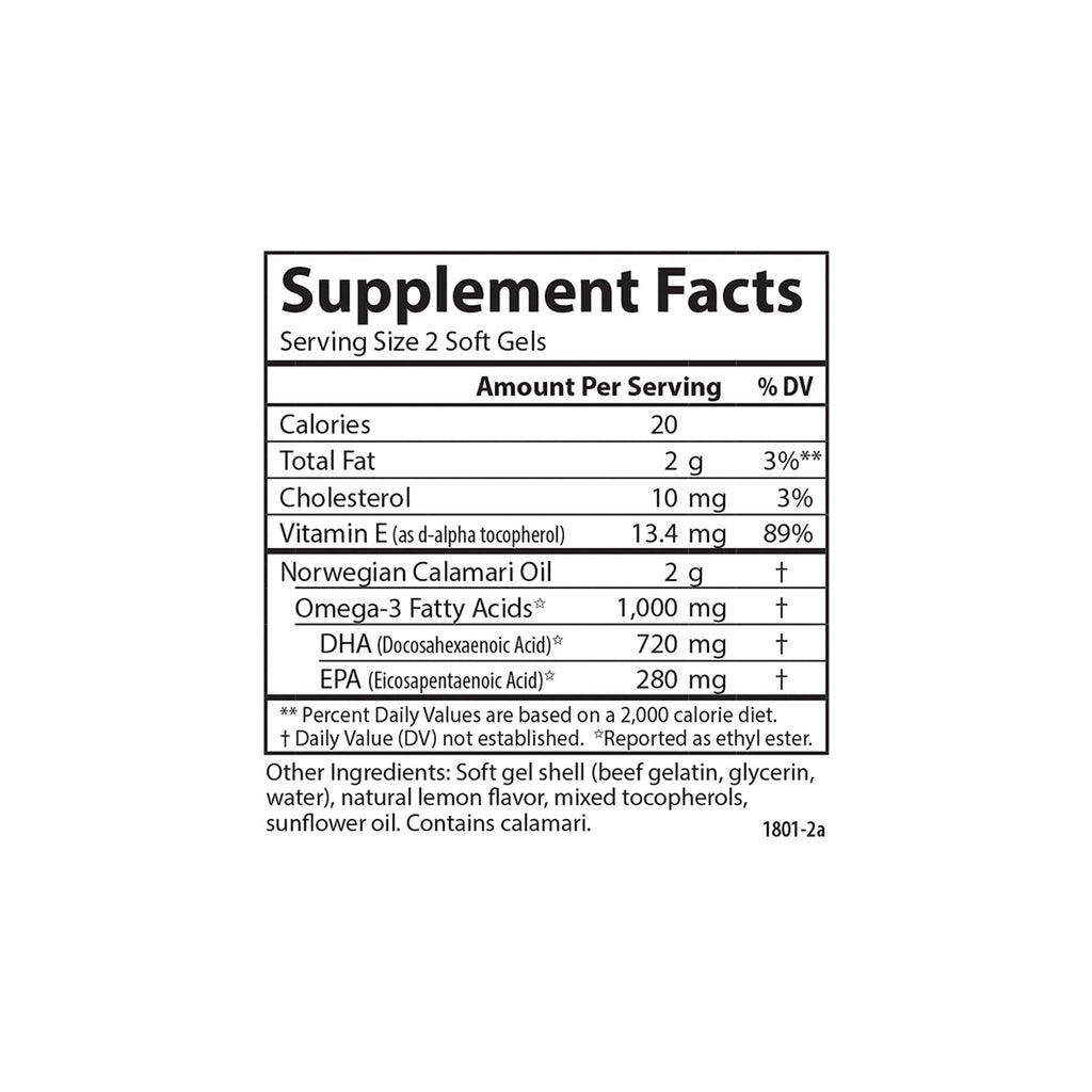 Carlson EcoSmart Omega-3, 1000 mg, Omega-3s, Calamari Oil, 90 Softgels
