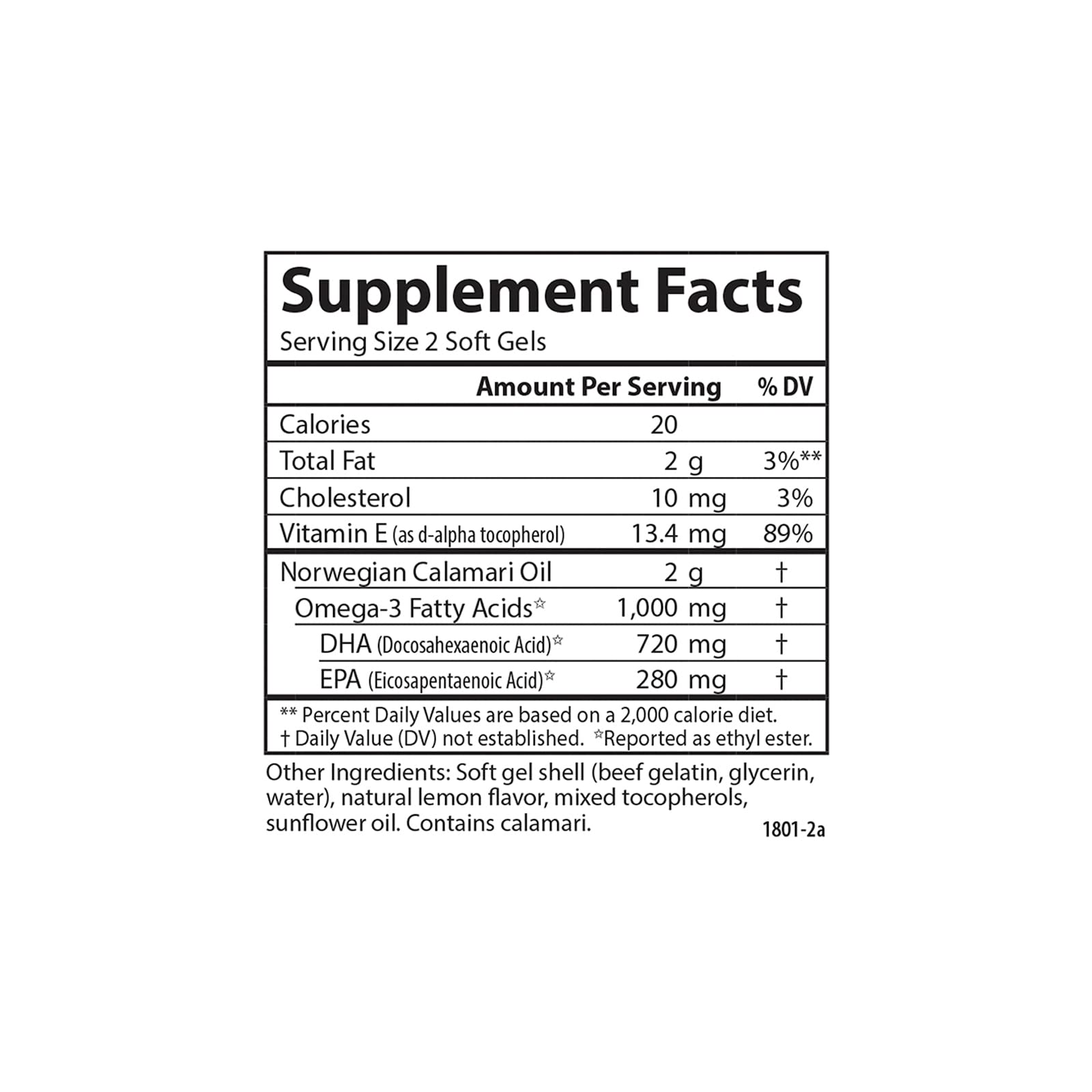 Carlson EcoSmart Omega-3, 1000 mg, Omega-3s, Calamari Oil, 90 Softgels