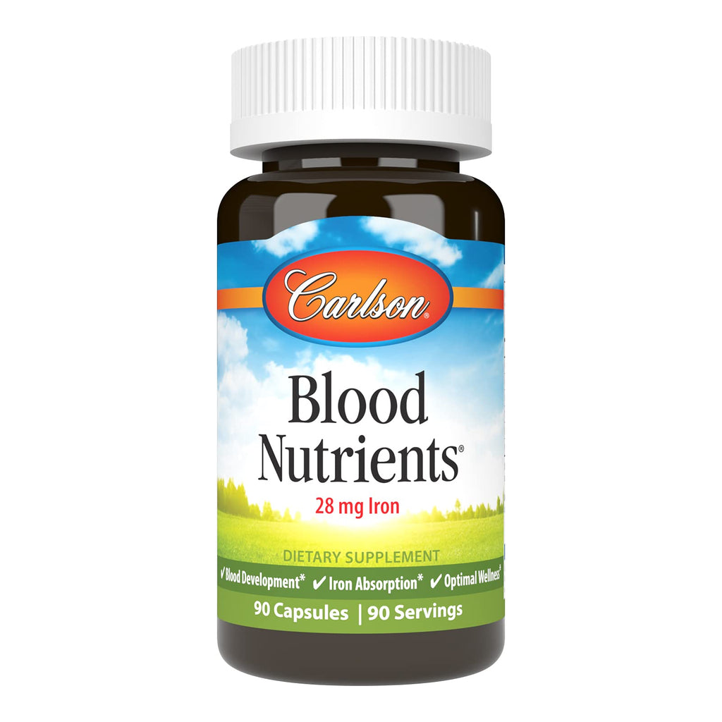 Carlson Blood Nutrients, 28 mg, Iron, Blood Development, 90 Capsules