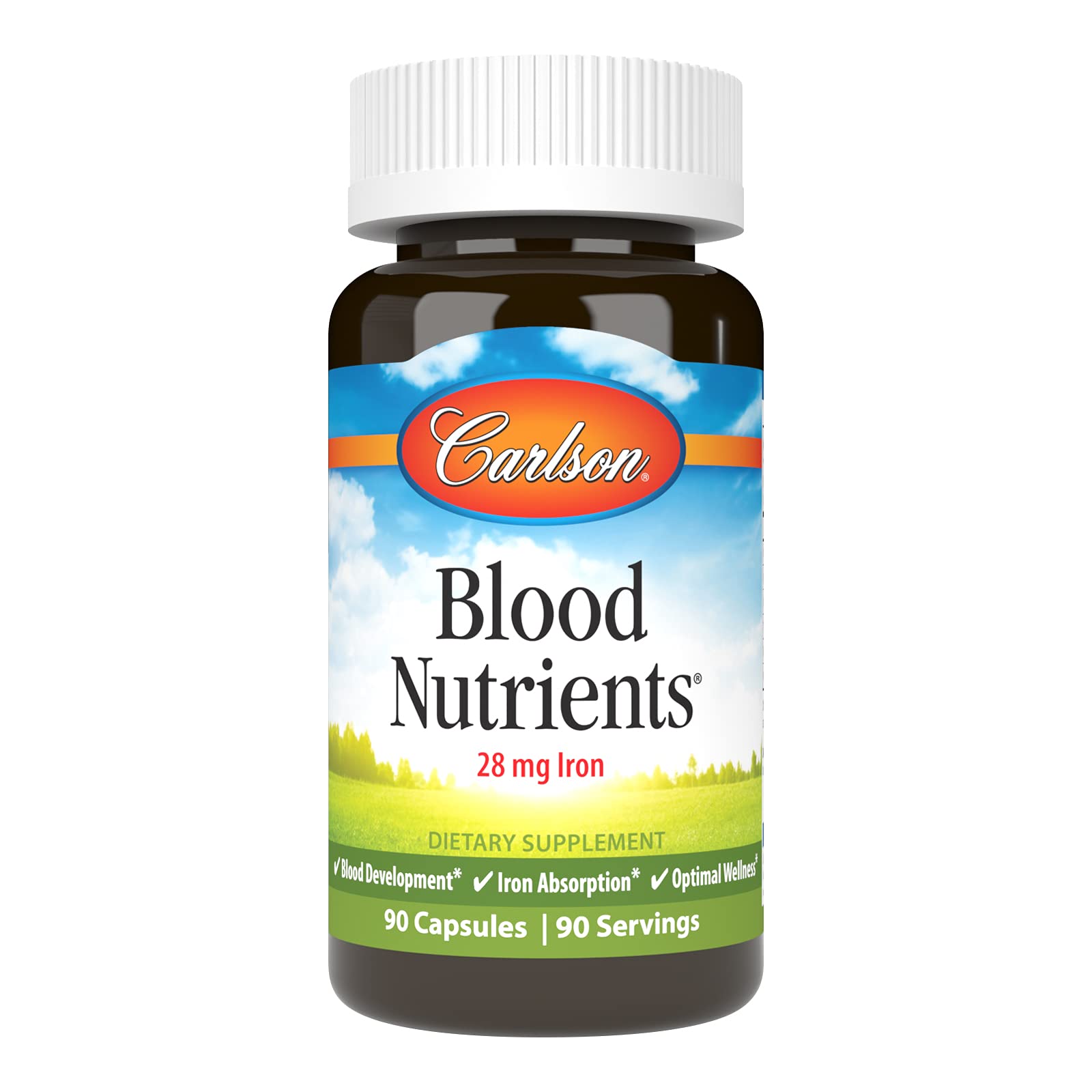 Carlson Blood Nutrients, 28 mg, Iron, Blood Development, 90 Capsules