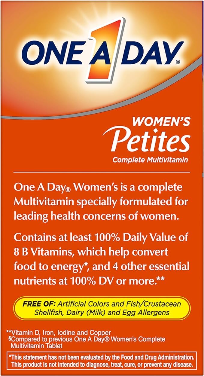 ONE A DAY Women’s Petites Multivitamin,Supplement with Vitamin A, C, D, E and Zinc for Immune Health Support, B Vitamins, Biotin, Folate (as folic Acid) & More,Tablet, 160 Count (Pack of 2)