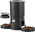 Dual Automatic Cat Feeder 2 Cats, 4.2L Dry Food Auto Dispenser with Double Stainless Steel Bowls,Dual Power Supply,Programmable Portion Control,10s Voice Recorder(Black)