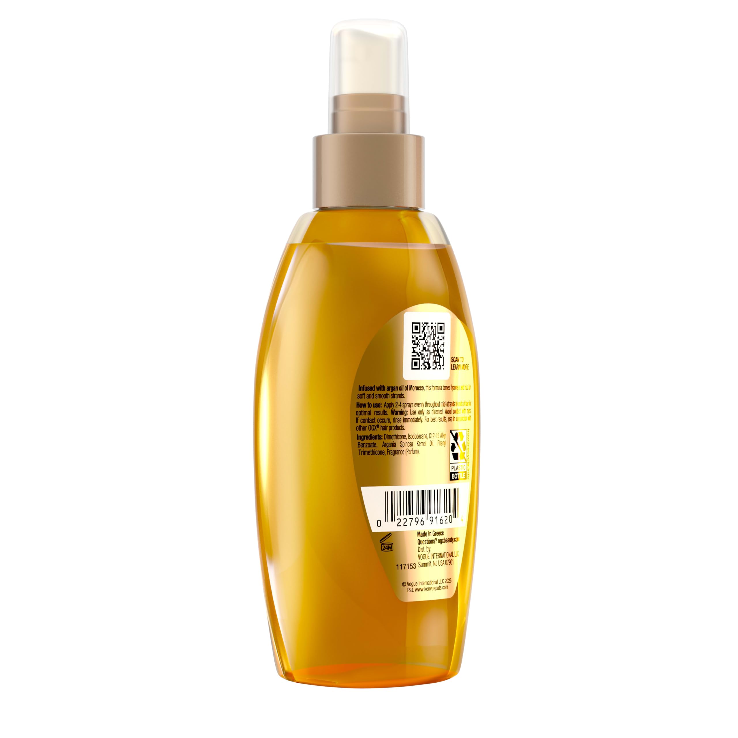 OGX Renewing + Argan Oil of Morocco Weightless Healing Dry Oil Spray, Lightweight Hair Oil Mist for Split Ends, Frizzy Hair and Flyaways, Paraben-Free, Sulfated-Surfactants Free, 4 Fl Oz