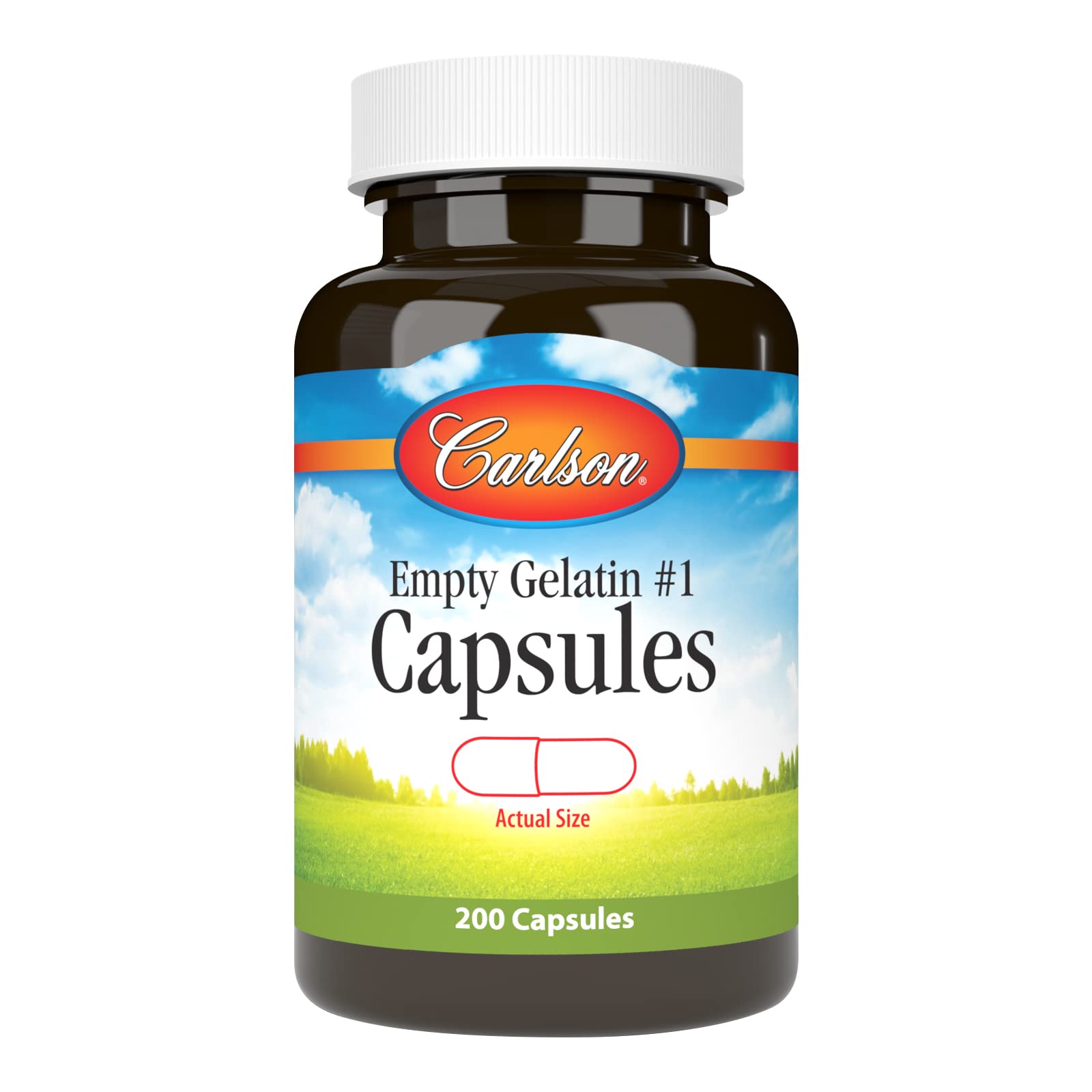 Carlson - Empty Gelatin #1 Capsules, Easy to Separate & Fill, 200 Count (Pack of 1)
