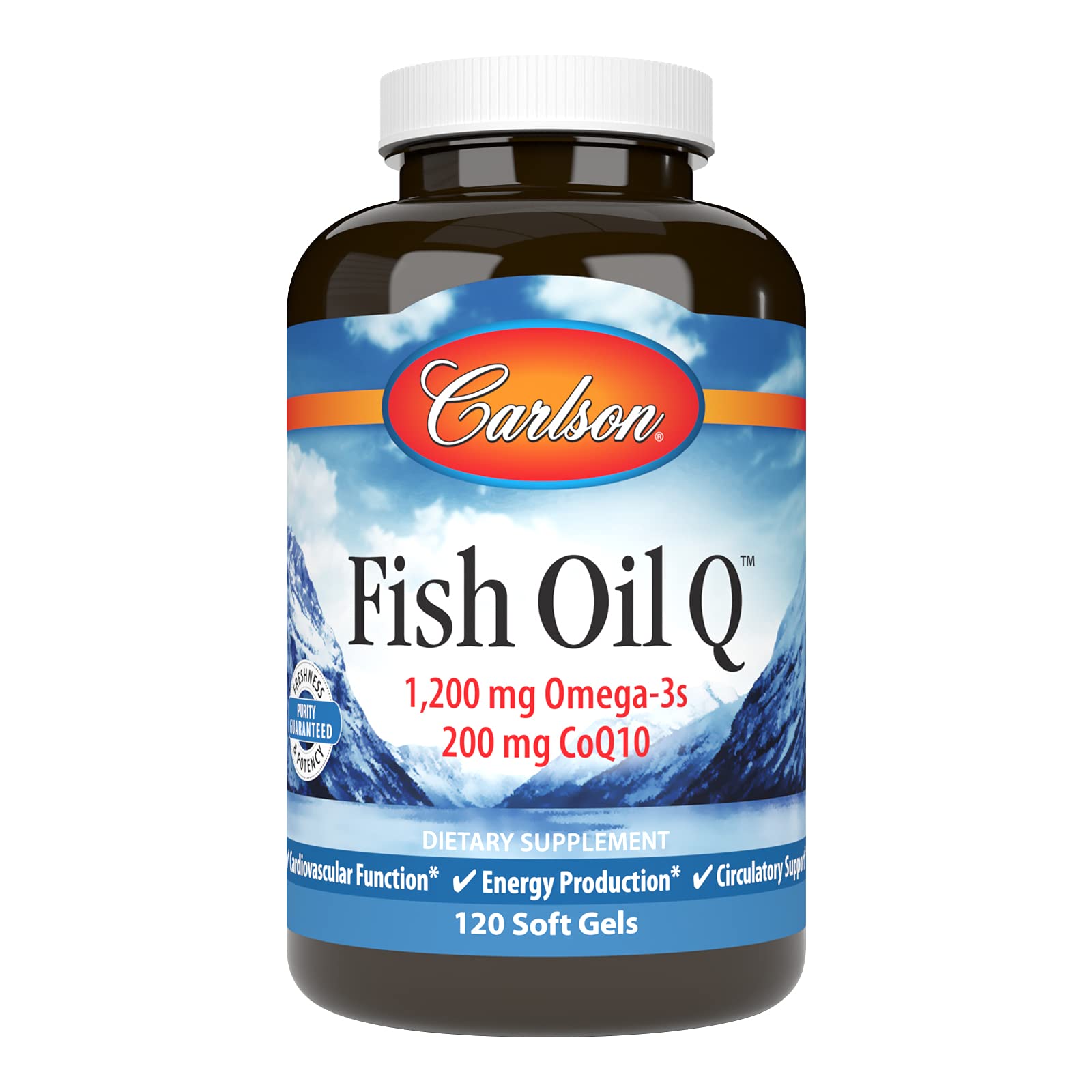 Carlson Fish Oil Q, 1200 mg, Omega-3s, 200 mg CoQ10, 120 Softgels