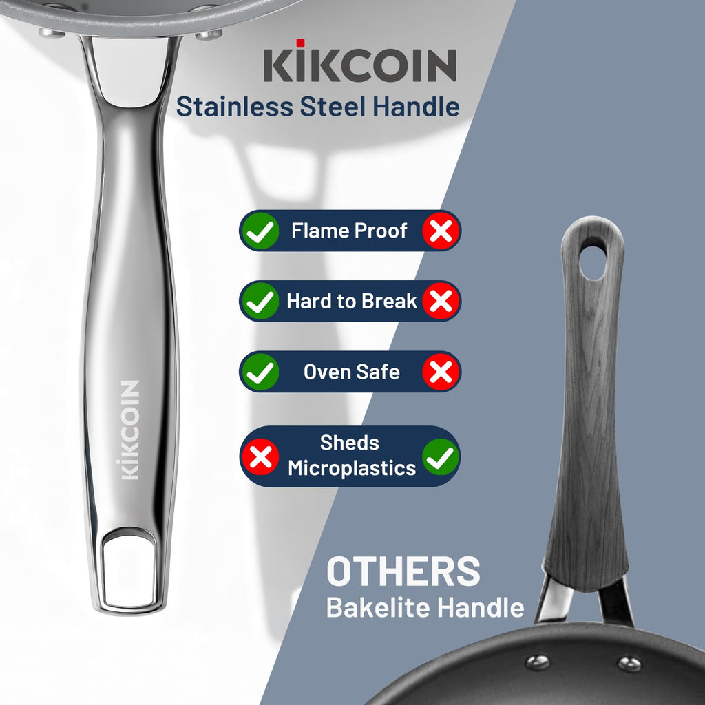 Kikcoin Ceramic Nonstick Frying Pans Set, 3 Piece Skillets (8"+9.5"+11")