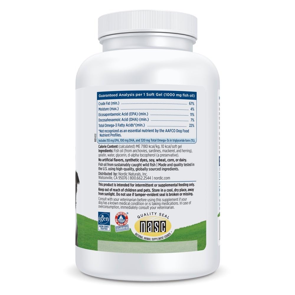 Nordic Naturals Omega-3 Fish Oil for Dogs with EPA + DHA - 180 Count