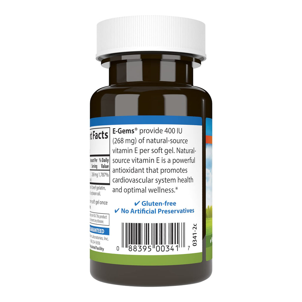 Carlson E-Gems 400 IU (268 mg), Natural-Source Vitamin E, 60 Soft Gels