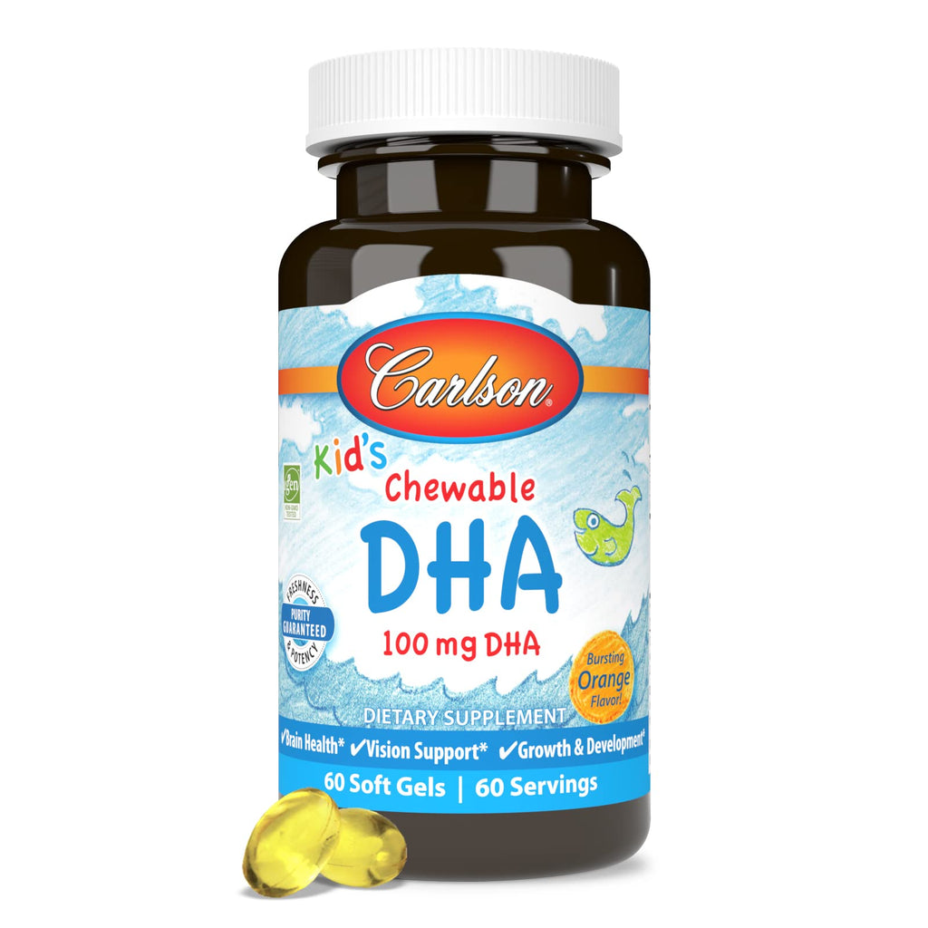 Carlson Kid's Chewable DHA, 100 mg, DHA, From Norway, 60 Chewable Softgels