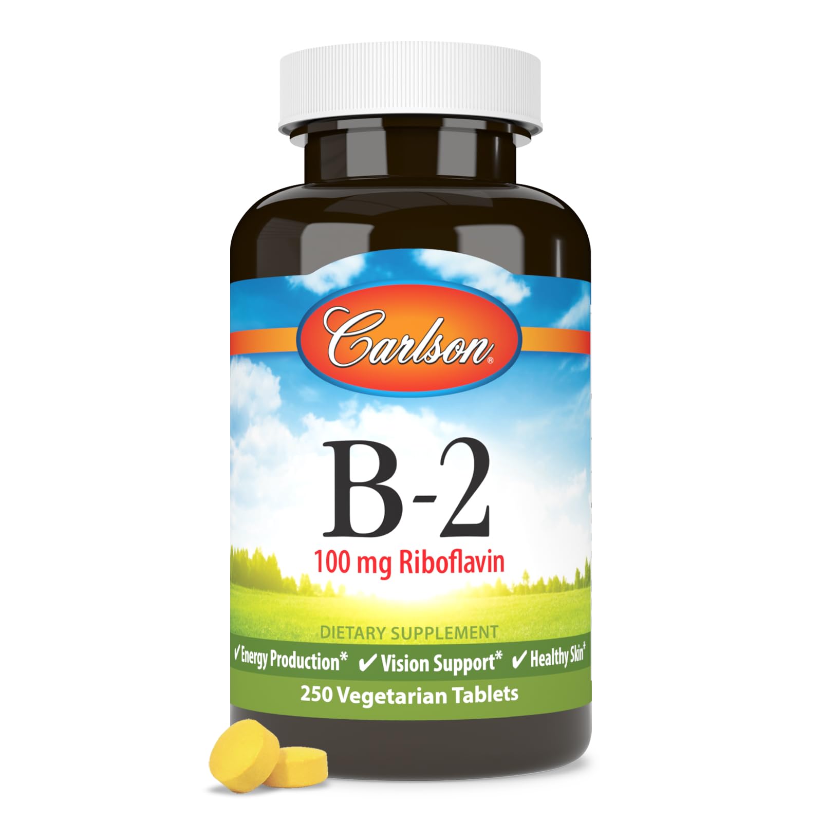 Carlson B-2, 100 mg, Riboflavin, Energy Production, 250 Vegetarian Tablets